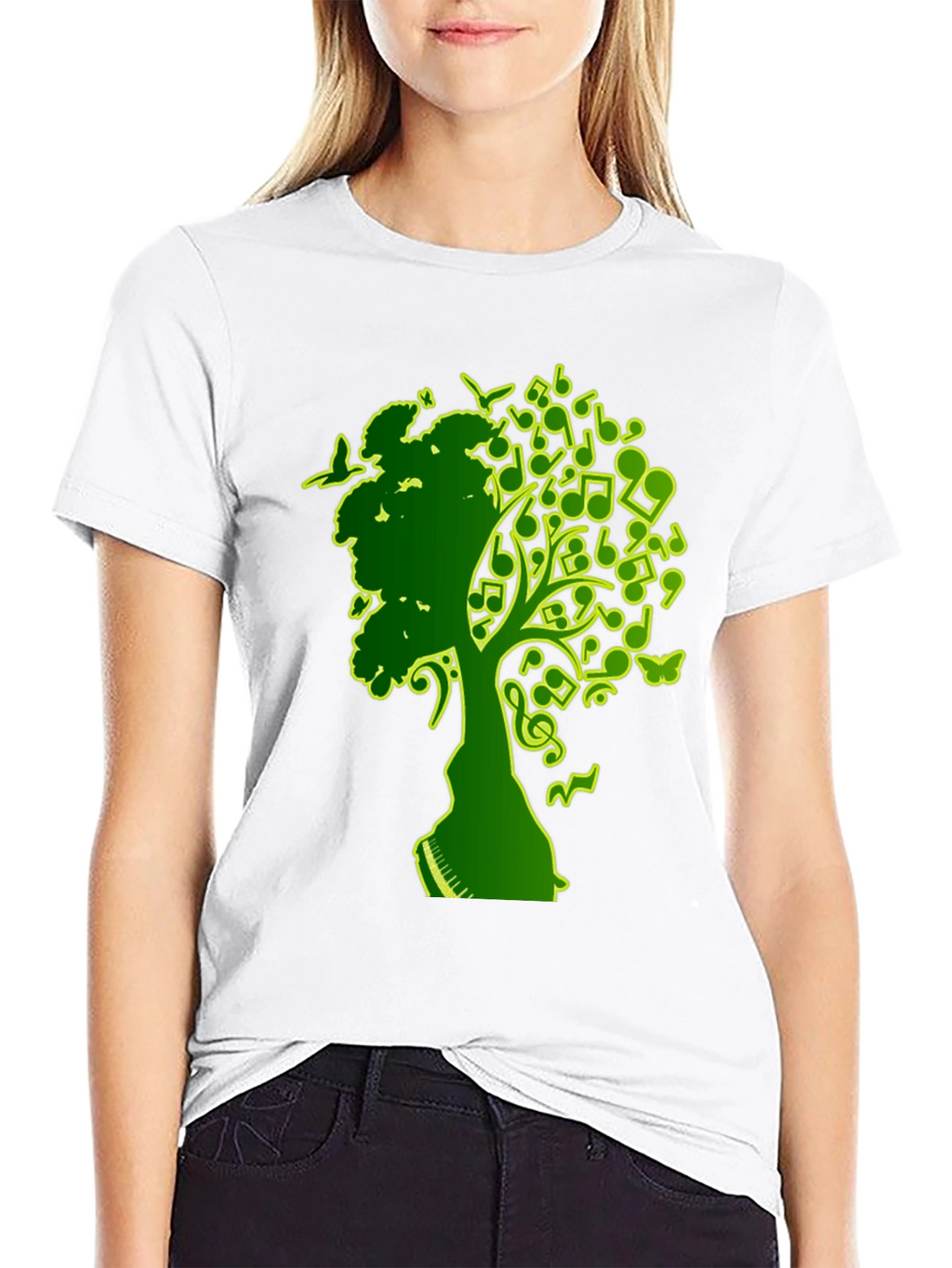 Musical Tree Graphic T-Shirt - Black