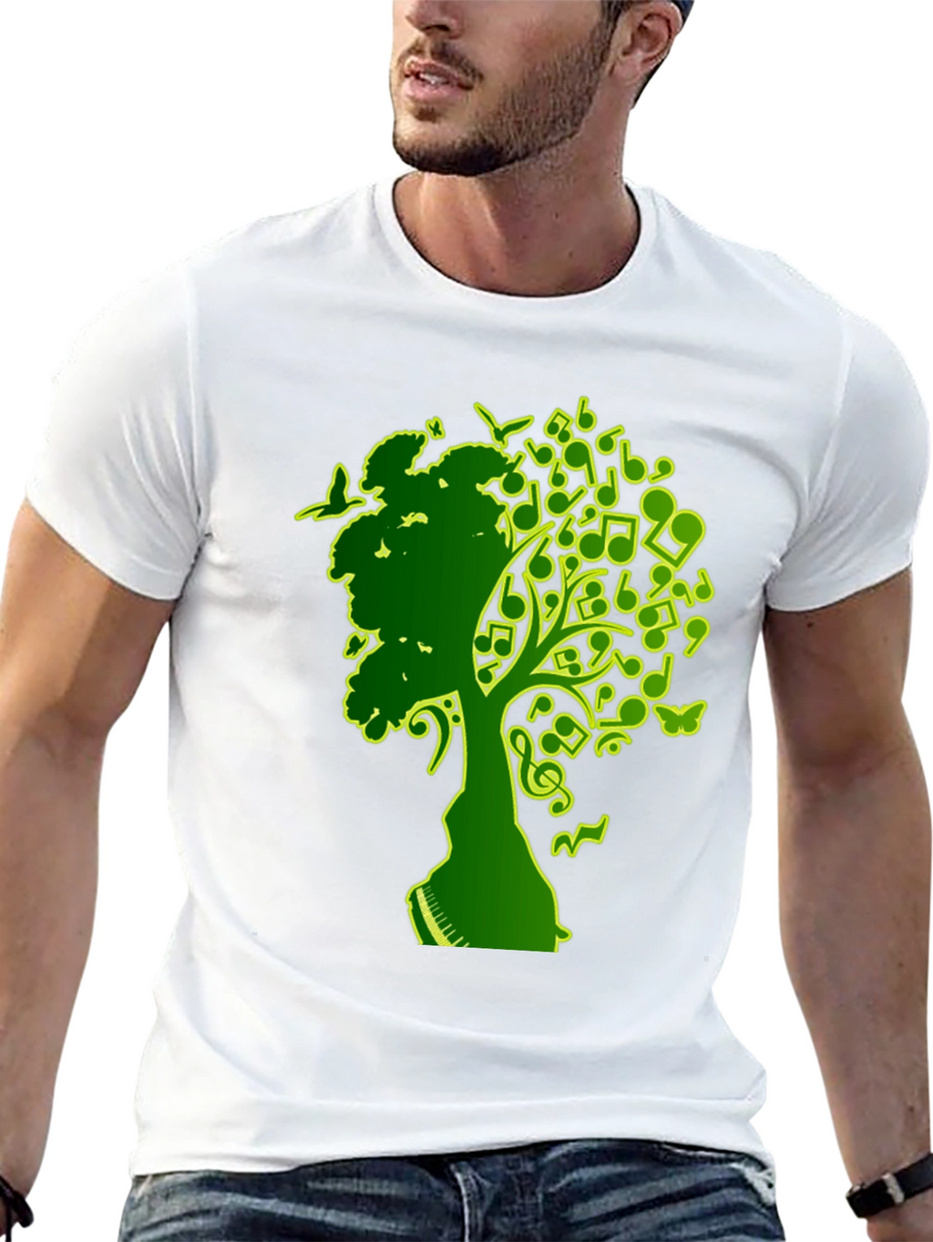 Musical Tree Graphic T-Shirt - Black