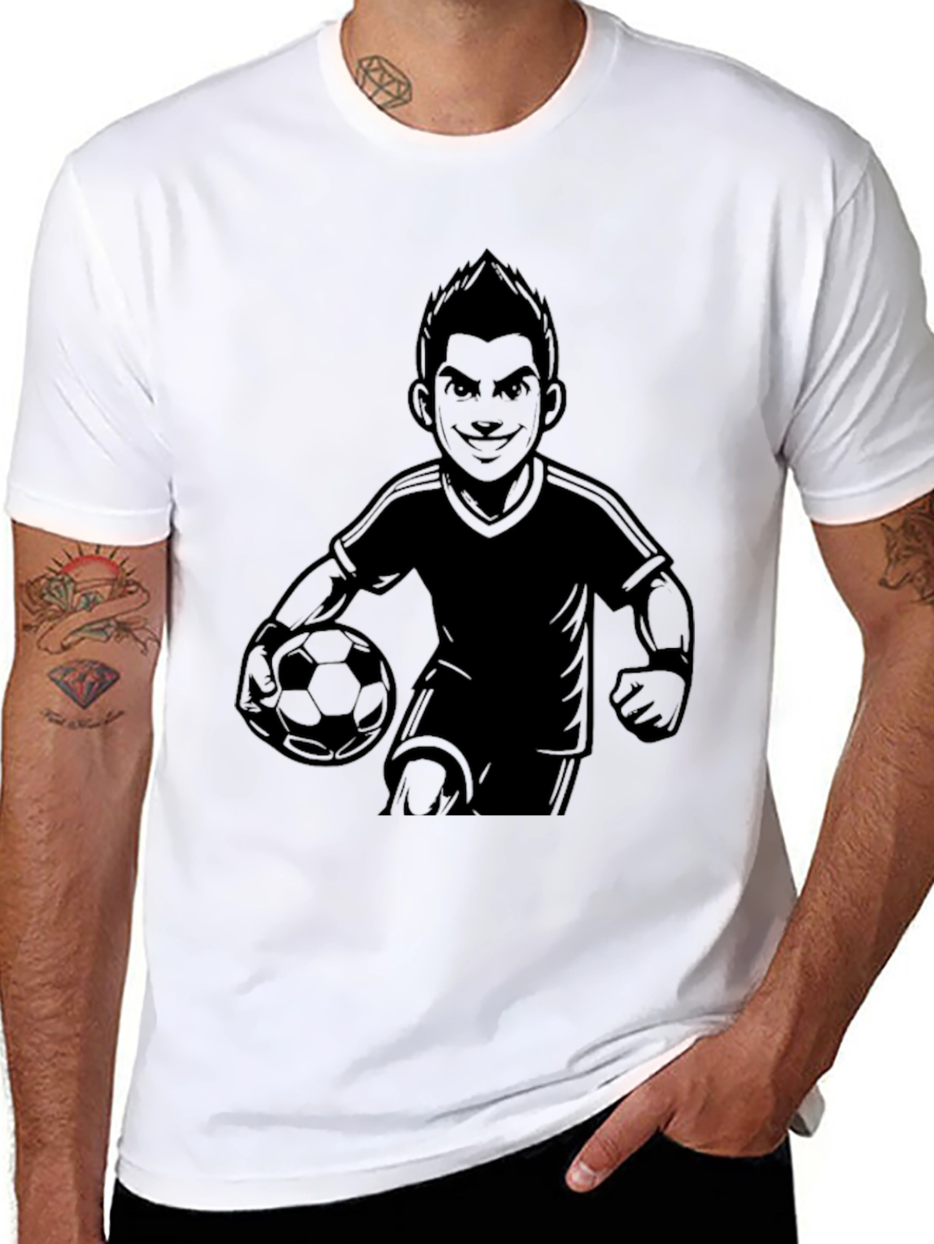 Mens Black Soccer Graphic T-Shirt
