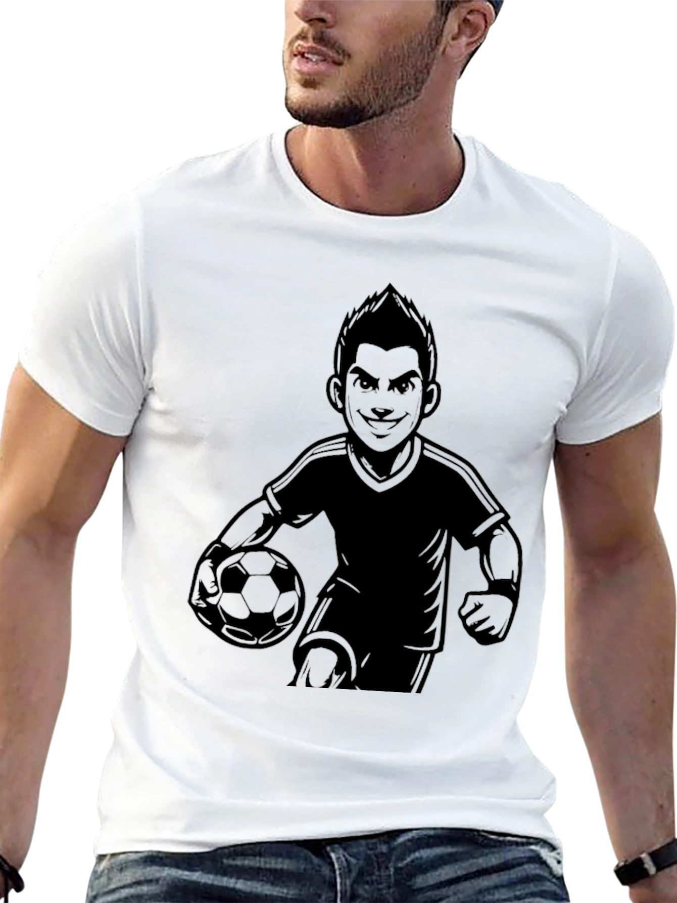 Mens Black Soccer Graphic T-Shirt