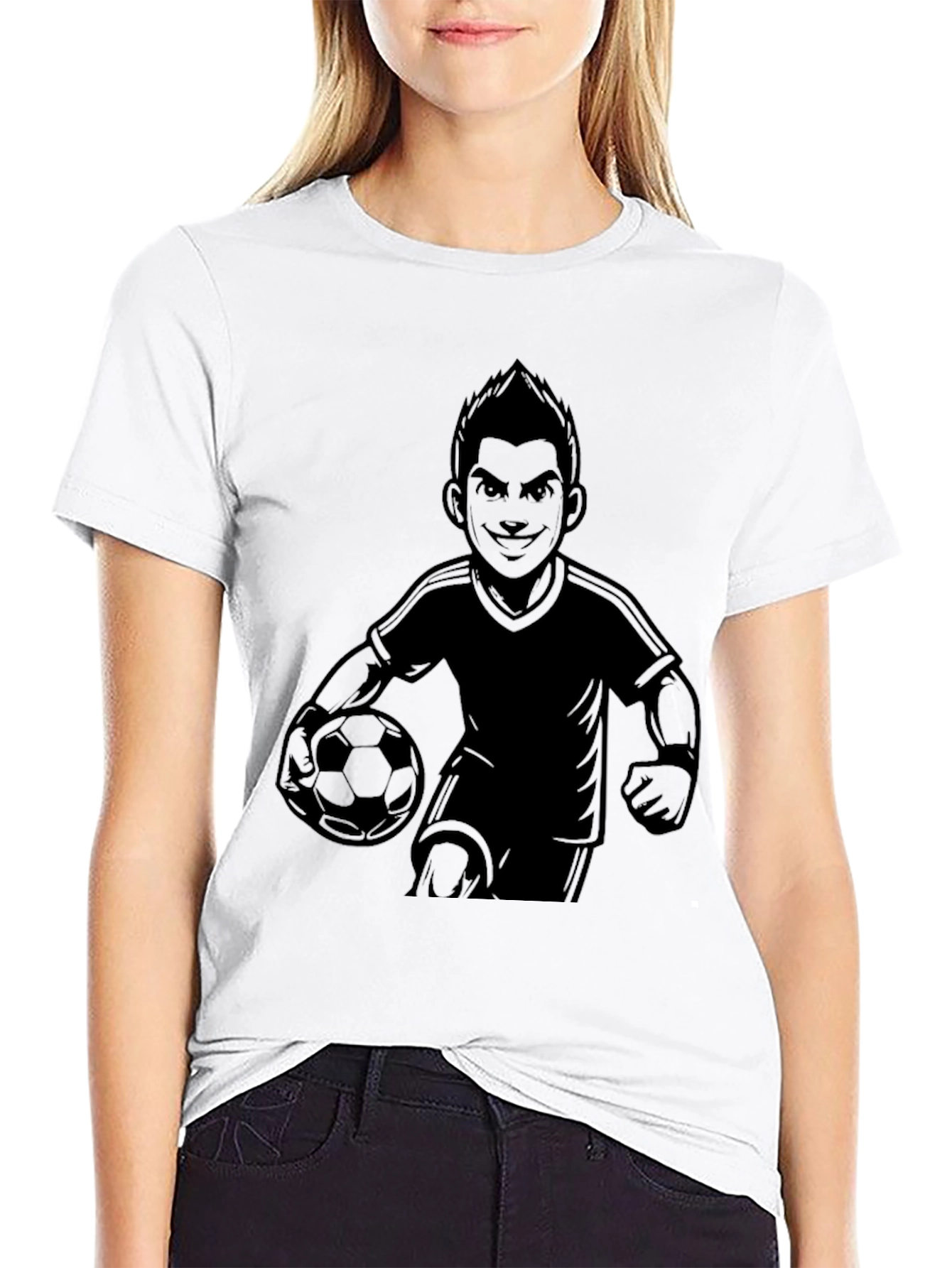 Mens Black Soccer Graphic T-Shirt