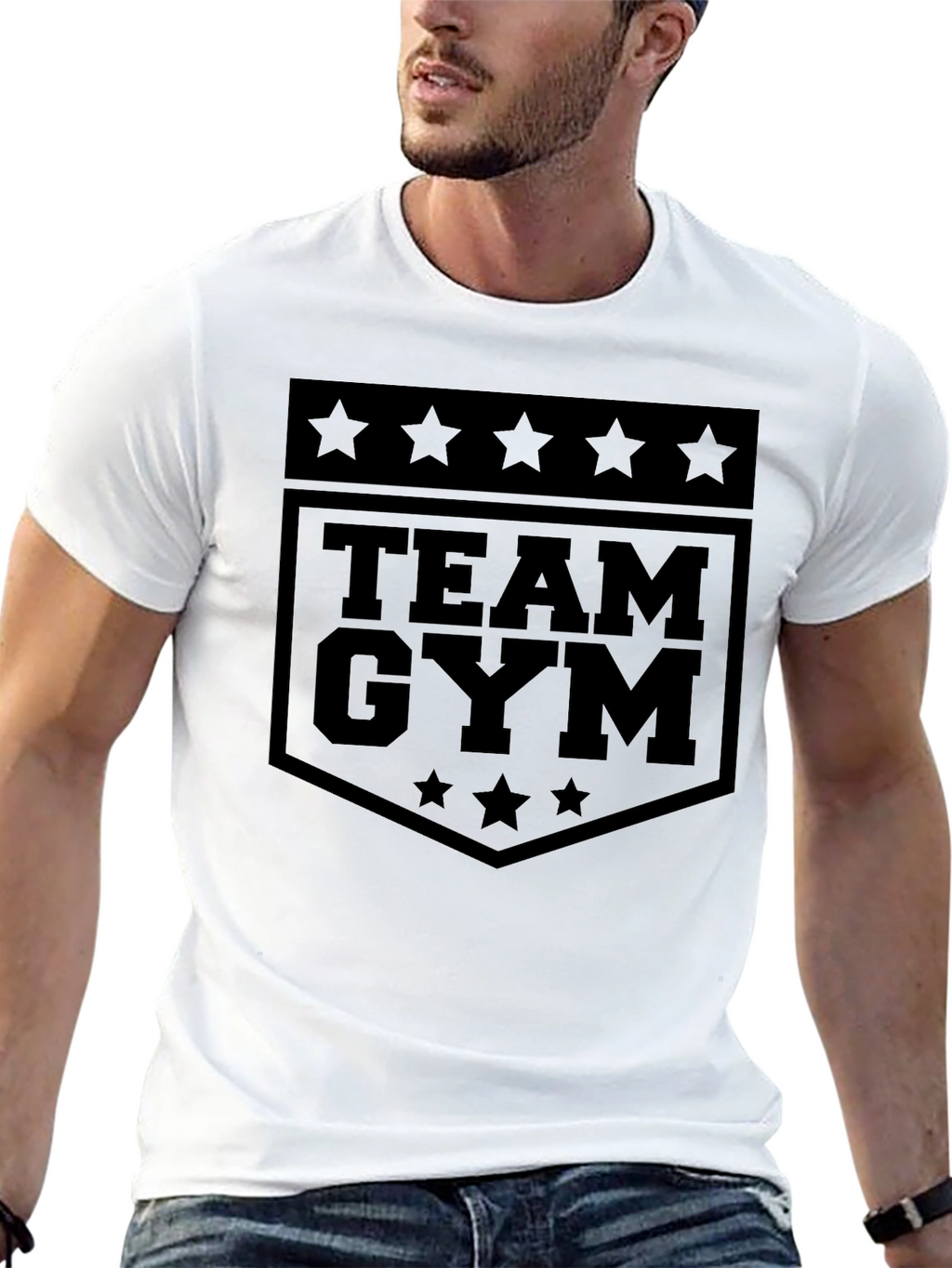 Team Gym Graphic Tee - Black Cotton Fitness Shirt
