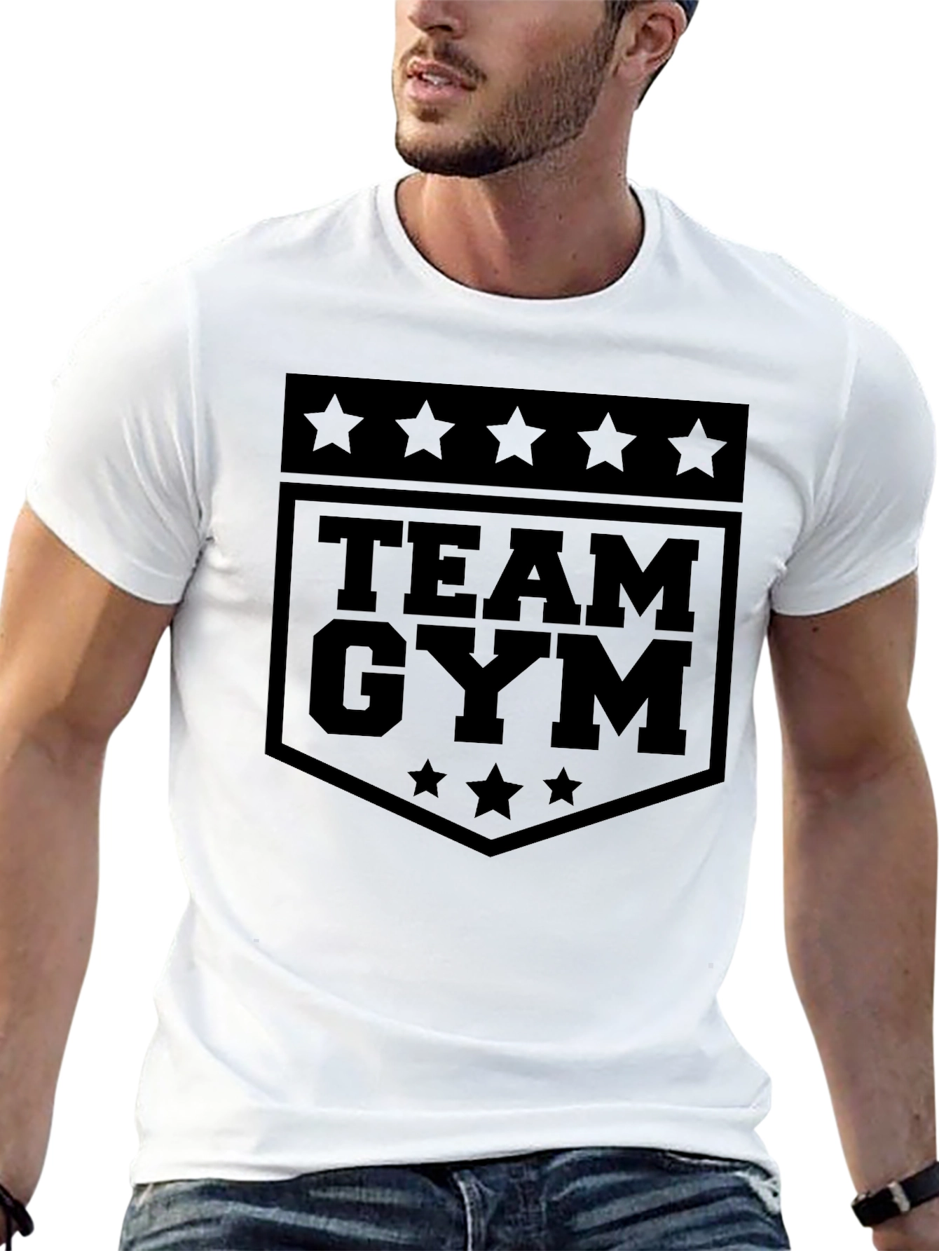 Team Gym Graphic Tee - Black Cotton Fitness Shirt