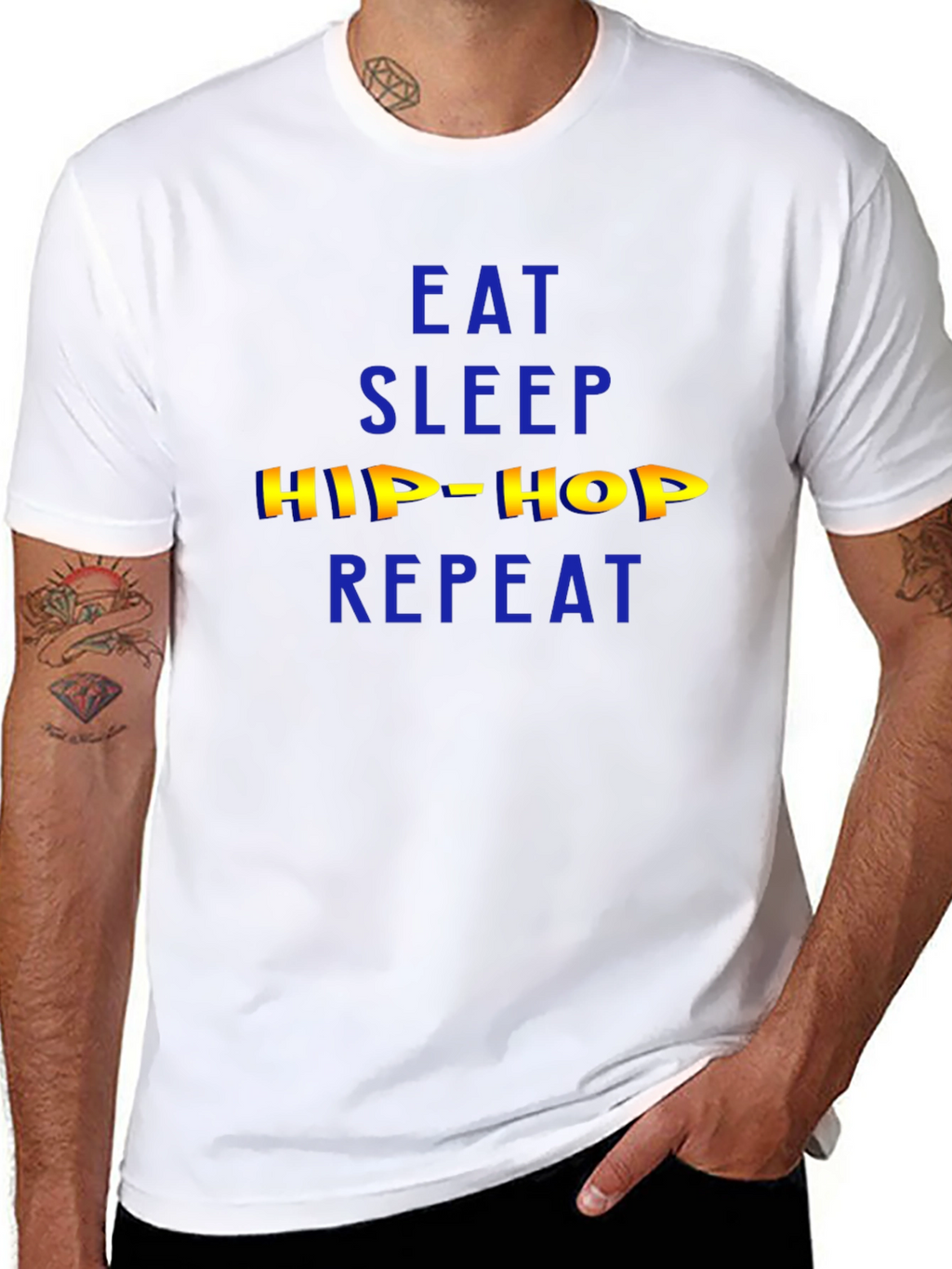 Eat Sleep Hip Hop Repeat Mens Black T-Shirt