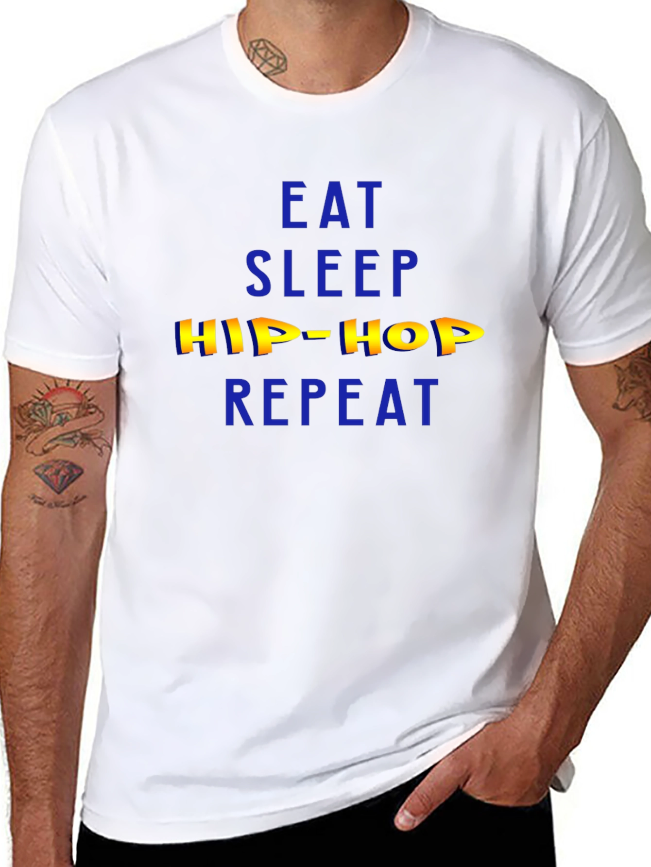 Eat Sleep Hip Hop Repeat Mens Black T-Shirt