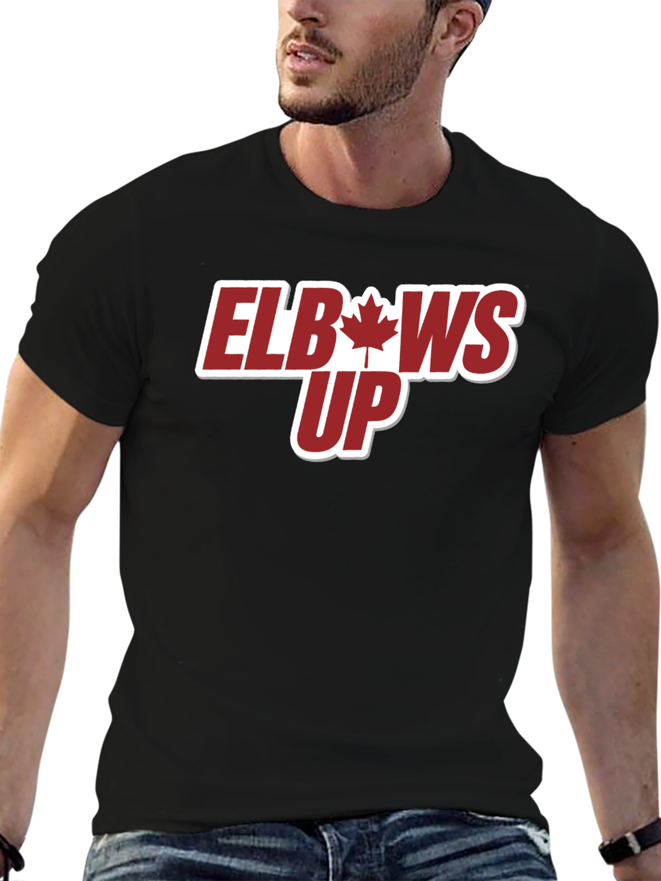 Elbows Up T-Shirt - Maple Leaf Design