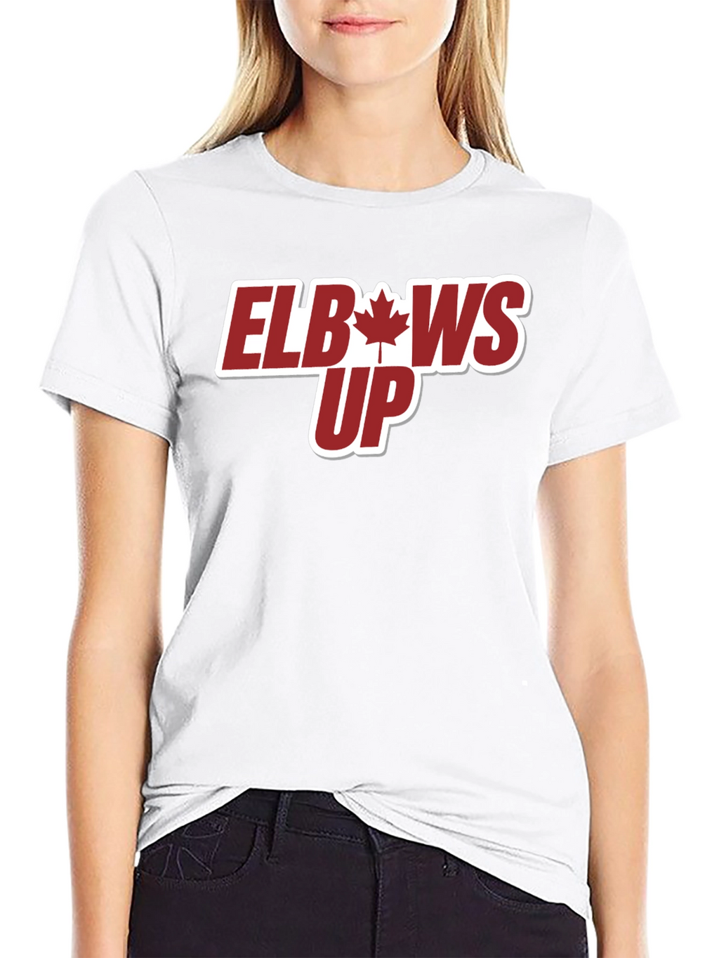 Elbows Up T-Shirt - Maple Leaf Design