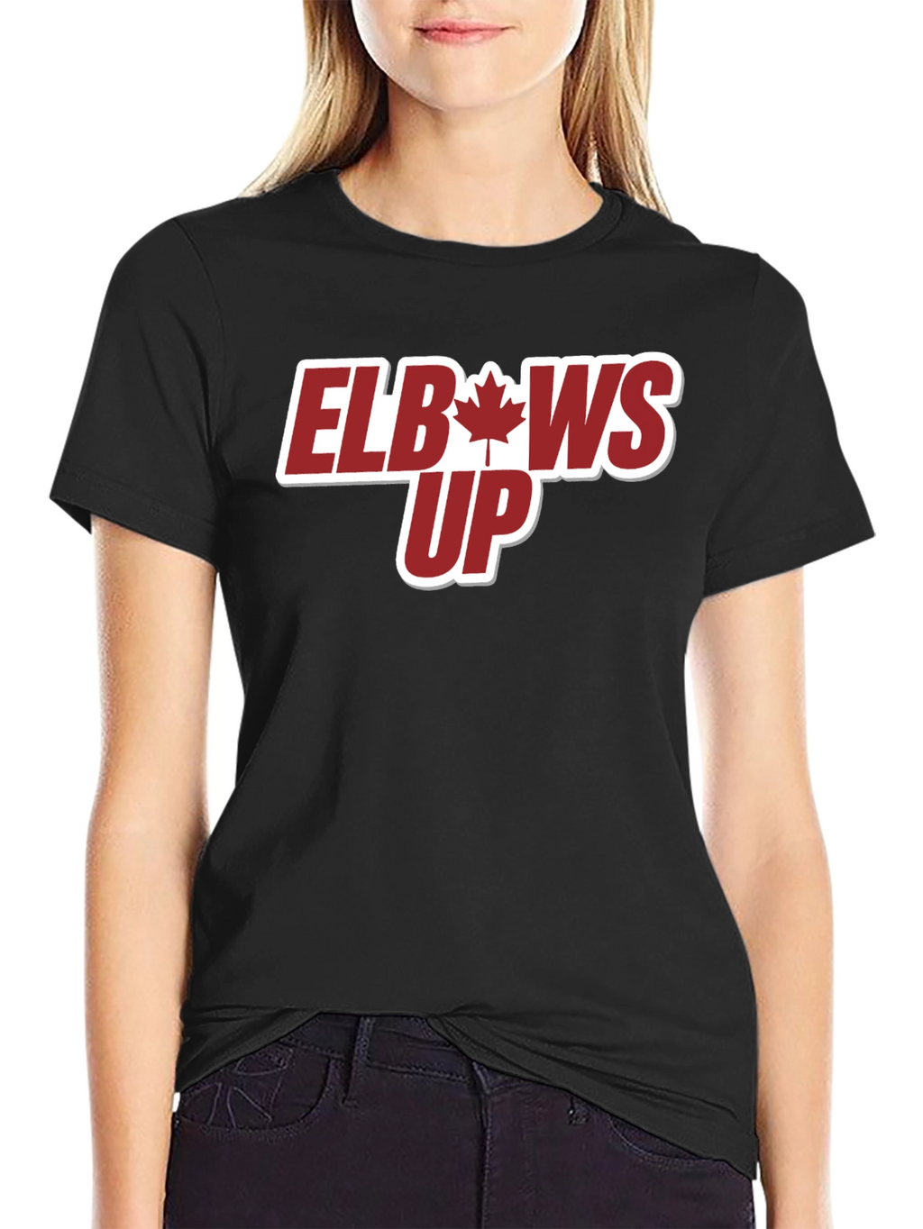 Elbows Up T-Shirt - Maple Leaf Design
