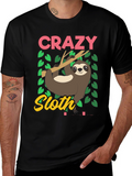 Crazy Sloth Graphic Tee - Relaxed Fit Cotton T-Shirt