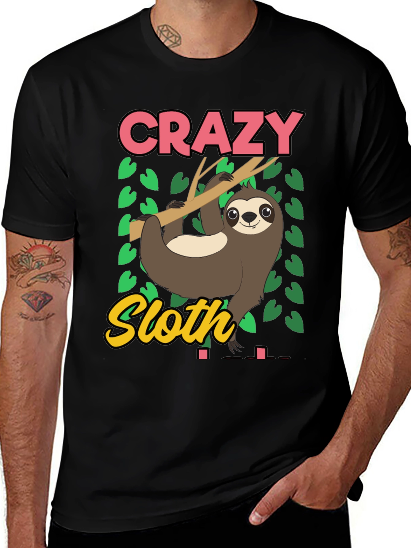 Crazy Sloth Graphic Tee - Relaxed Fit Cotton T-Shirt