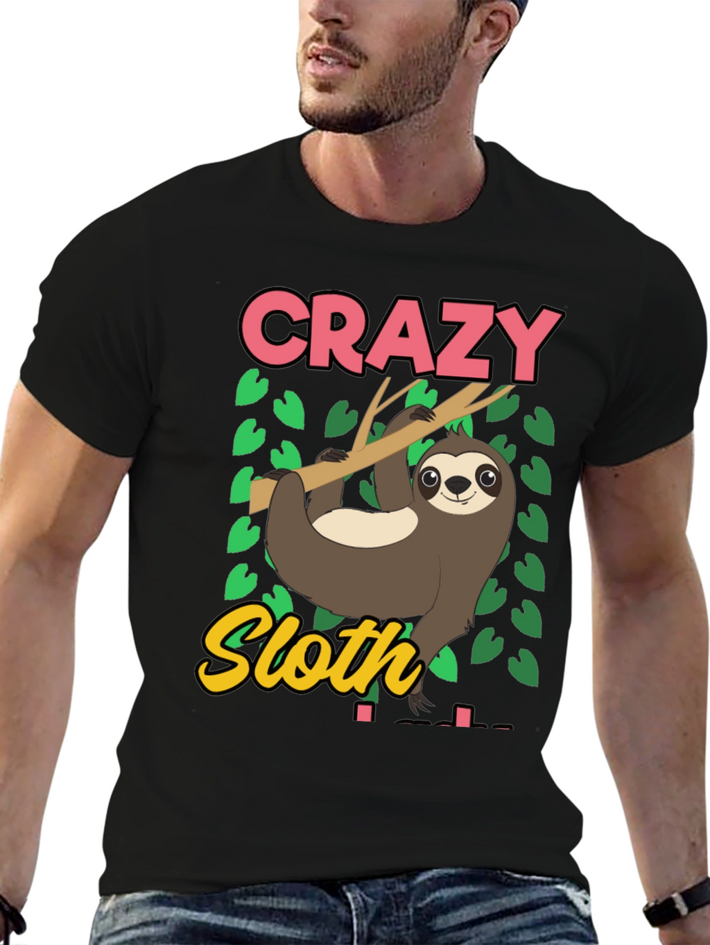 Crazy Sloth Graphic Tee - Relaxed Fit Cotton T-Shirt