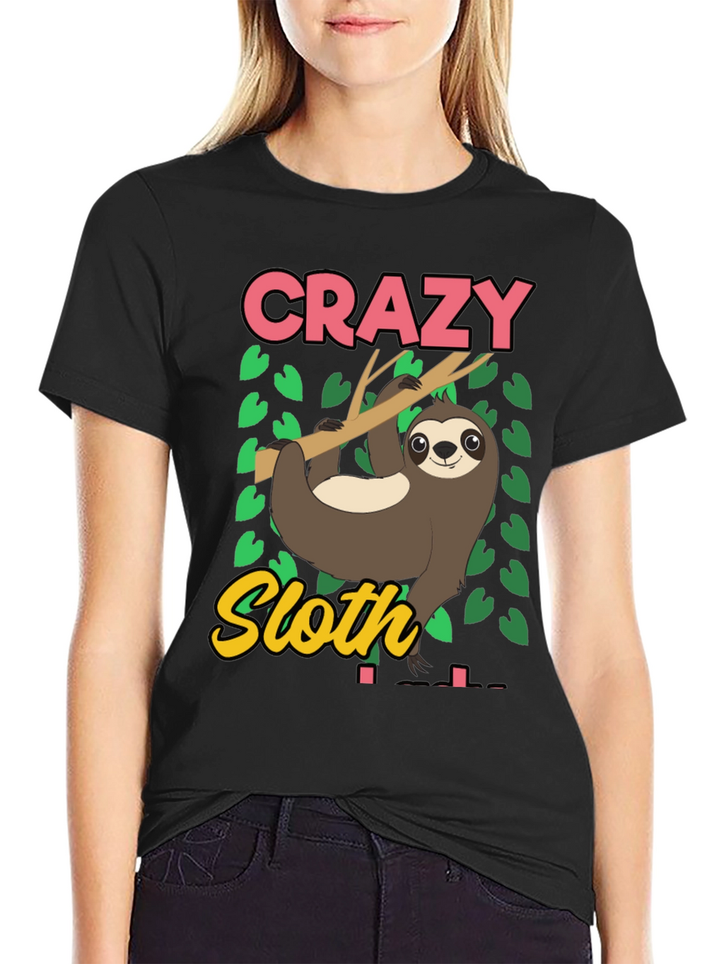 Crazy Sloth Graphic Tee - Relaxed Fit Cotton T-Shirt