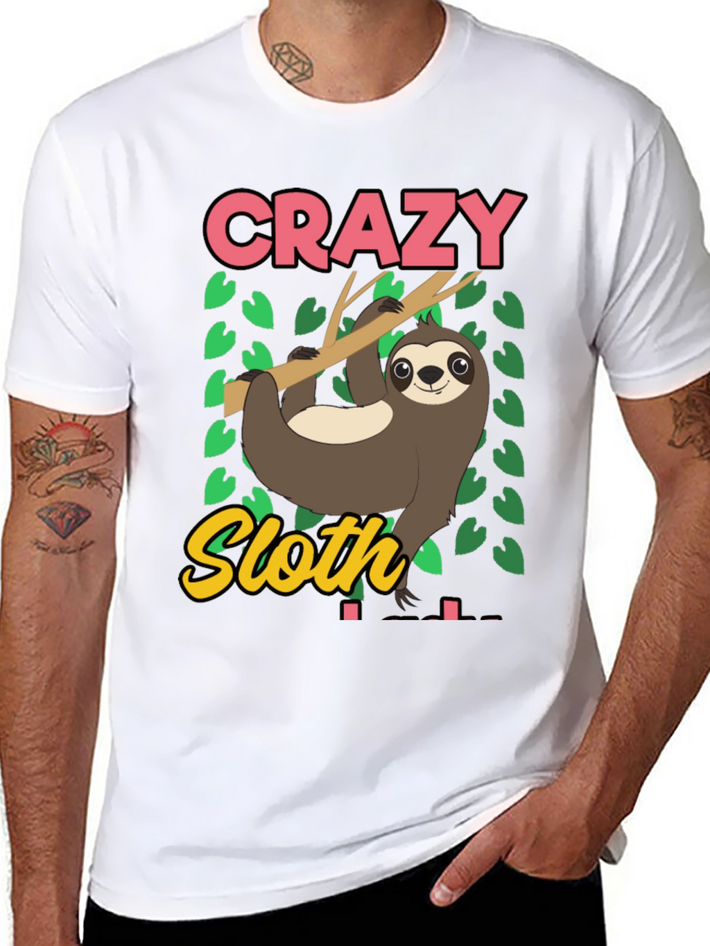 Crazy Sloth Graphic Tee - Relaxed Fit Cotton T-Shirt