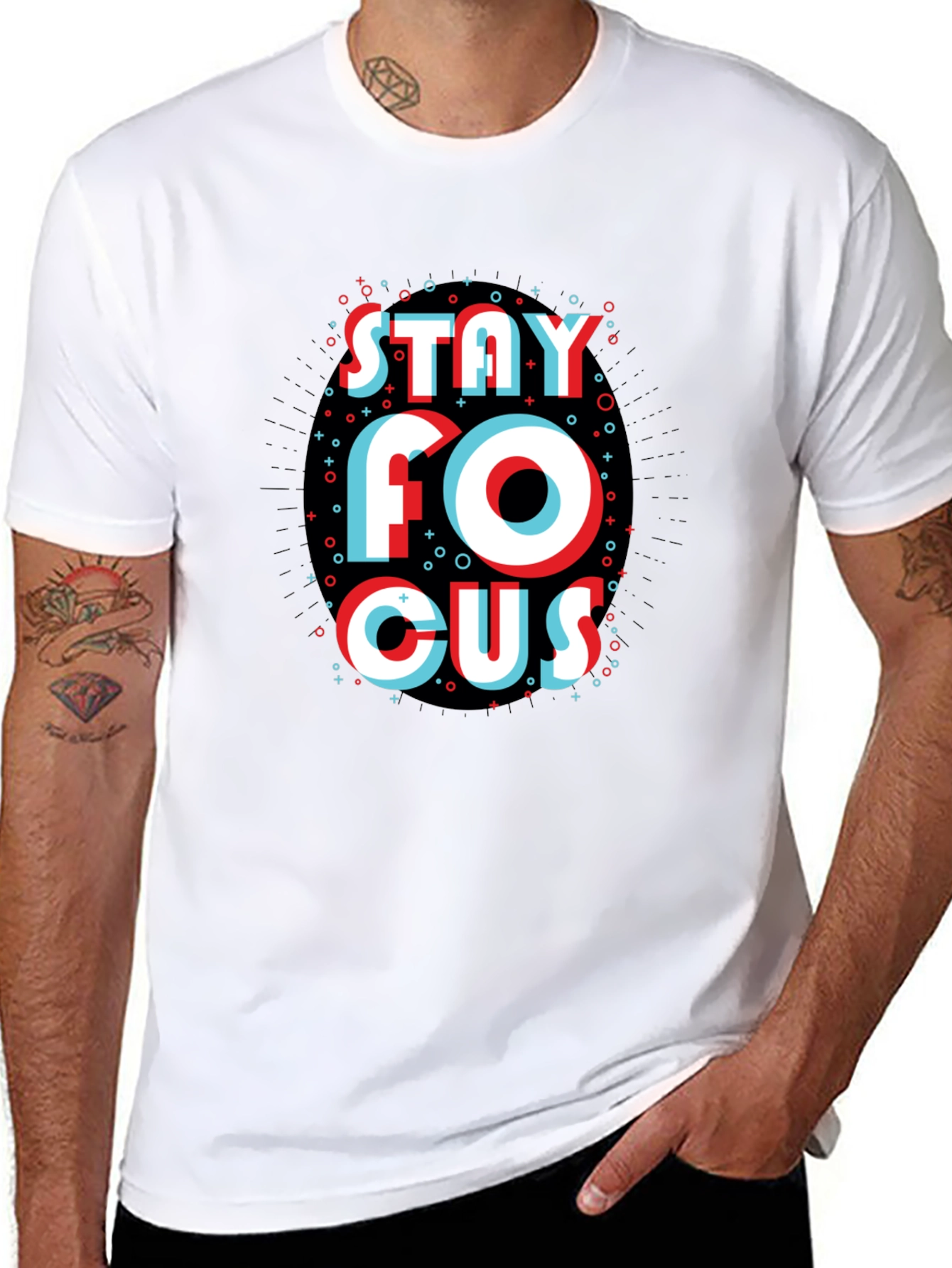 Stay Focus Graphic Black T-Shirt
