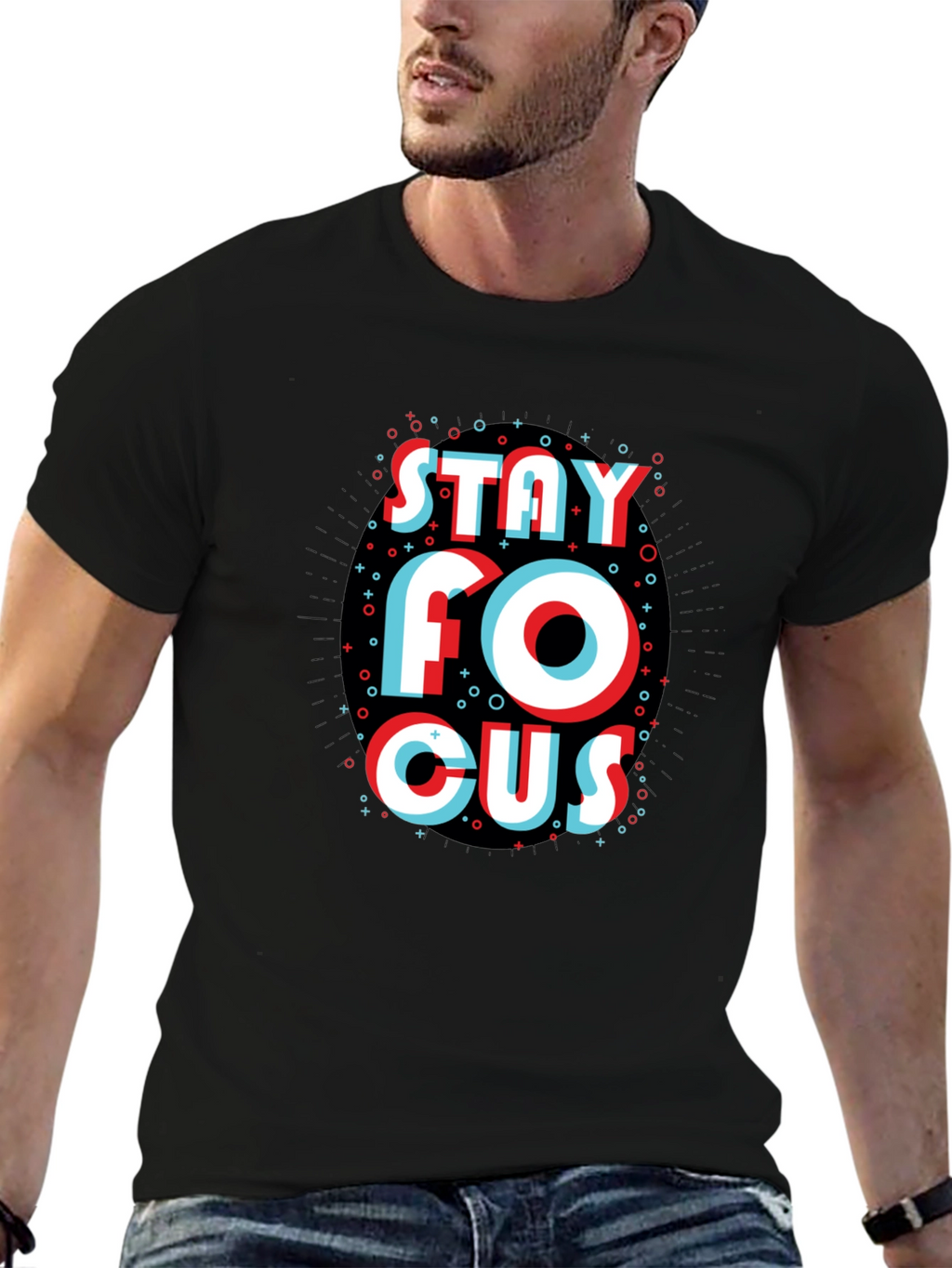 Stay Focus Graphic Black T-Shirt