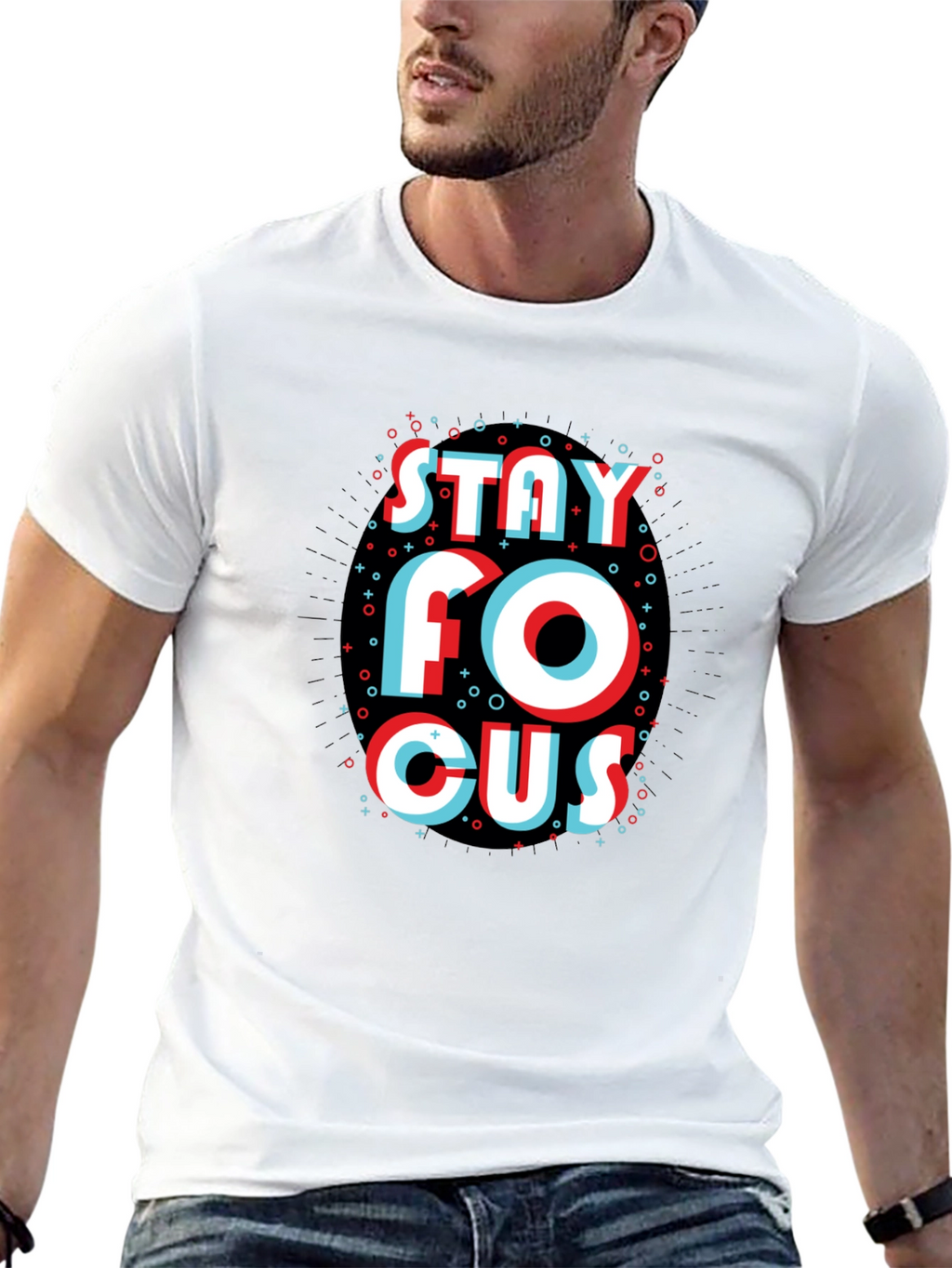 Stay Focus Graphic Black T-Shirt