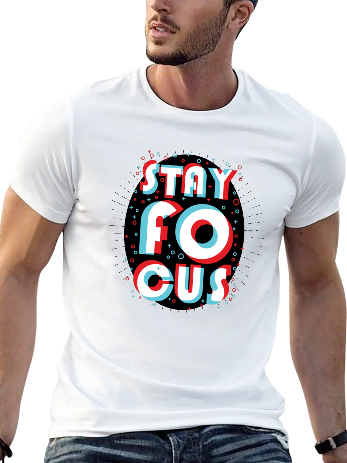 Stay Focus Graphic Black T-Shirt