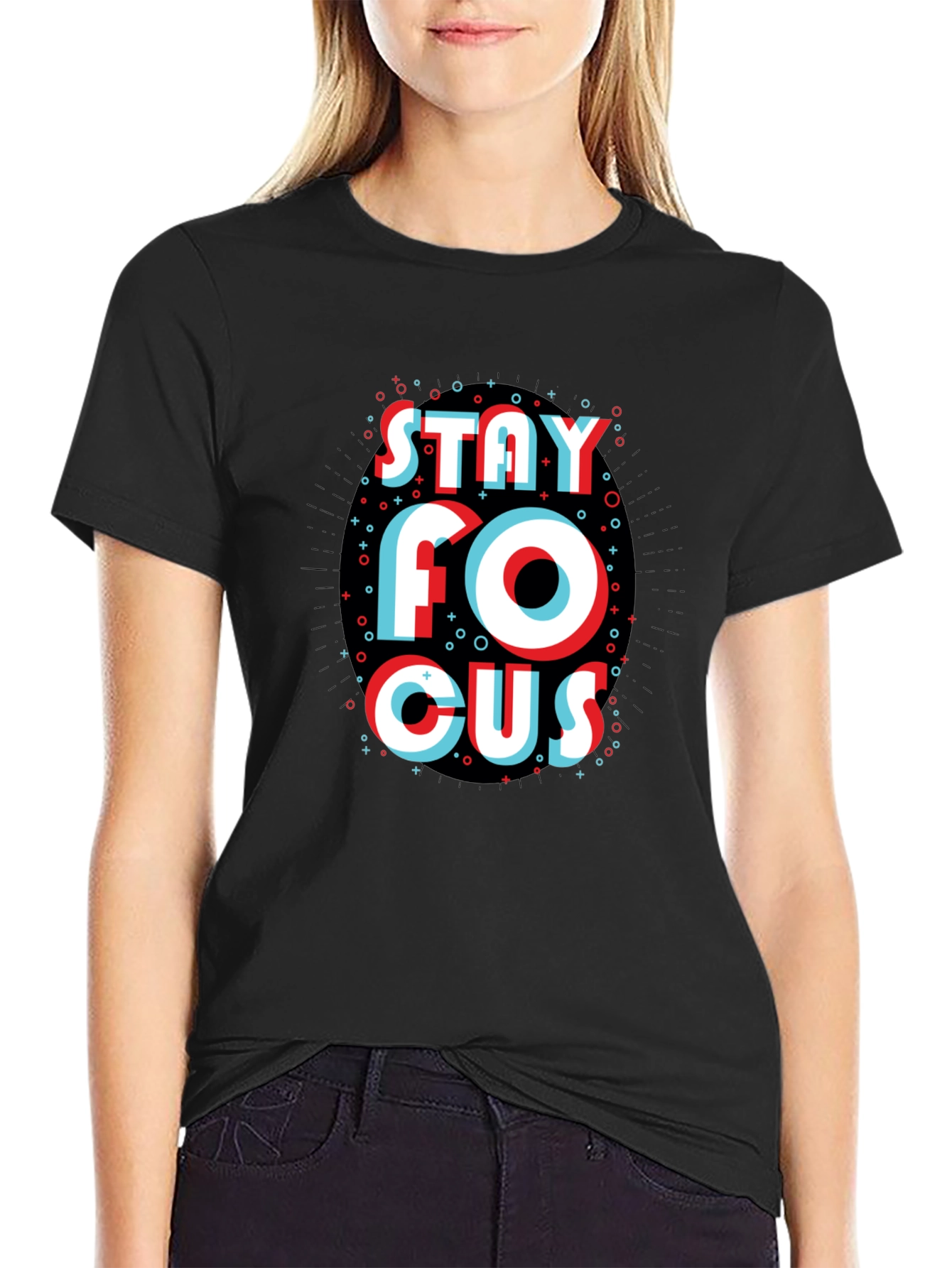 Stay Focus Graphic Black T-Shirt
