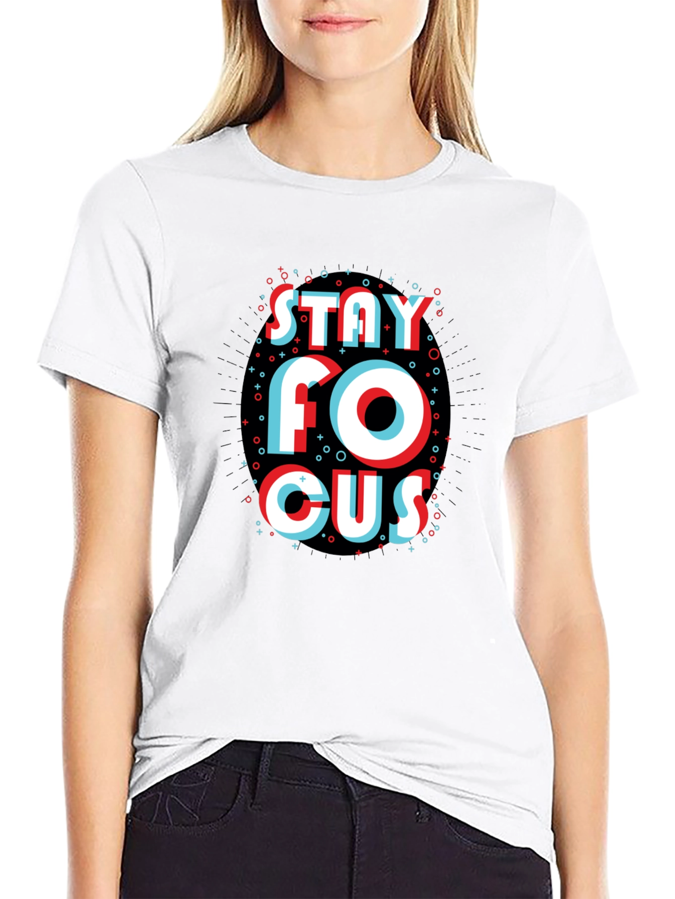 Stay Focus Graphic Black T-Shirt