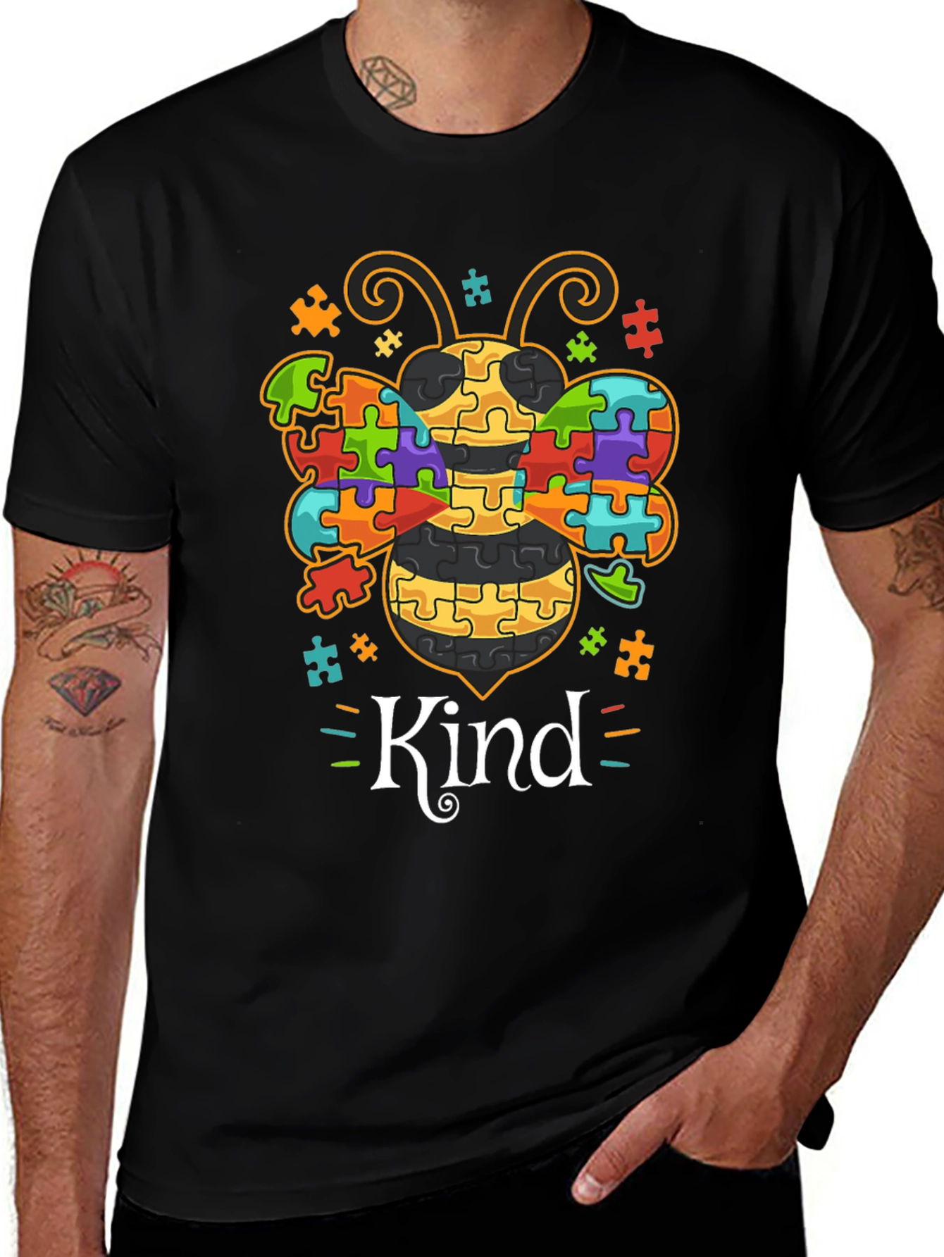 Kind Bee Autism Awareness Puzzle Piece T-Shirt