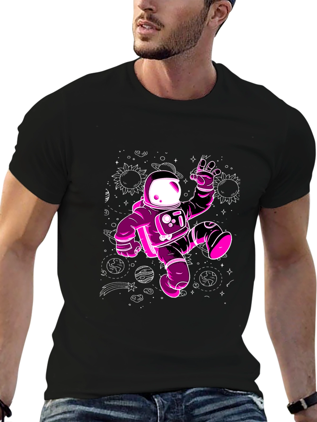 Cosmic Astronaut Graphic Tee - Black