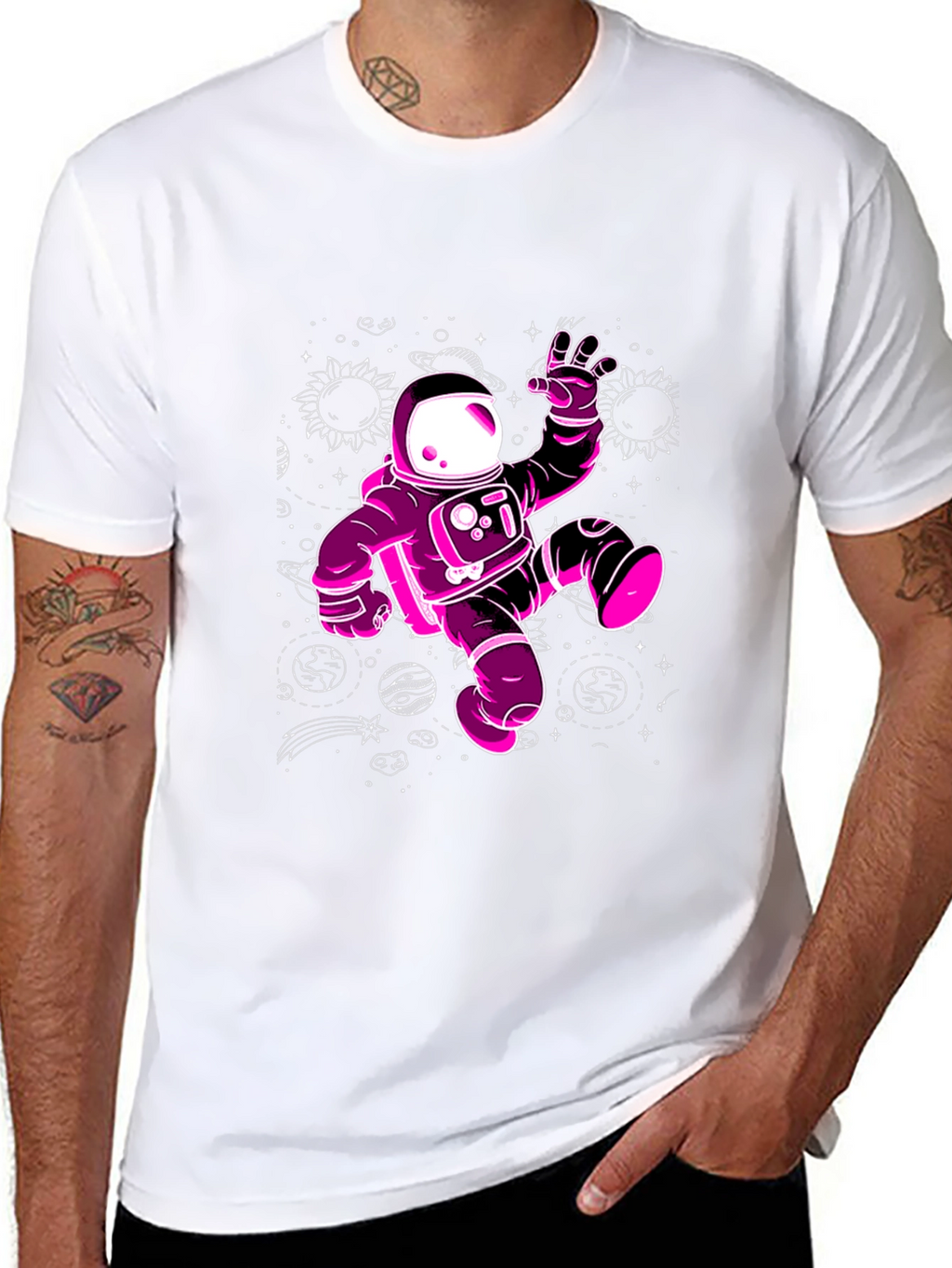 Cosmic Astronaut Graphic Tee - Black