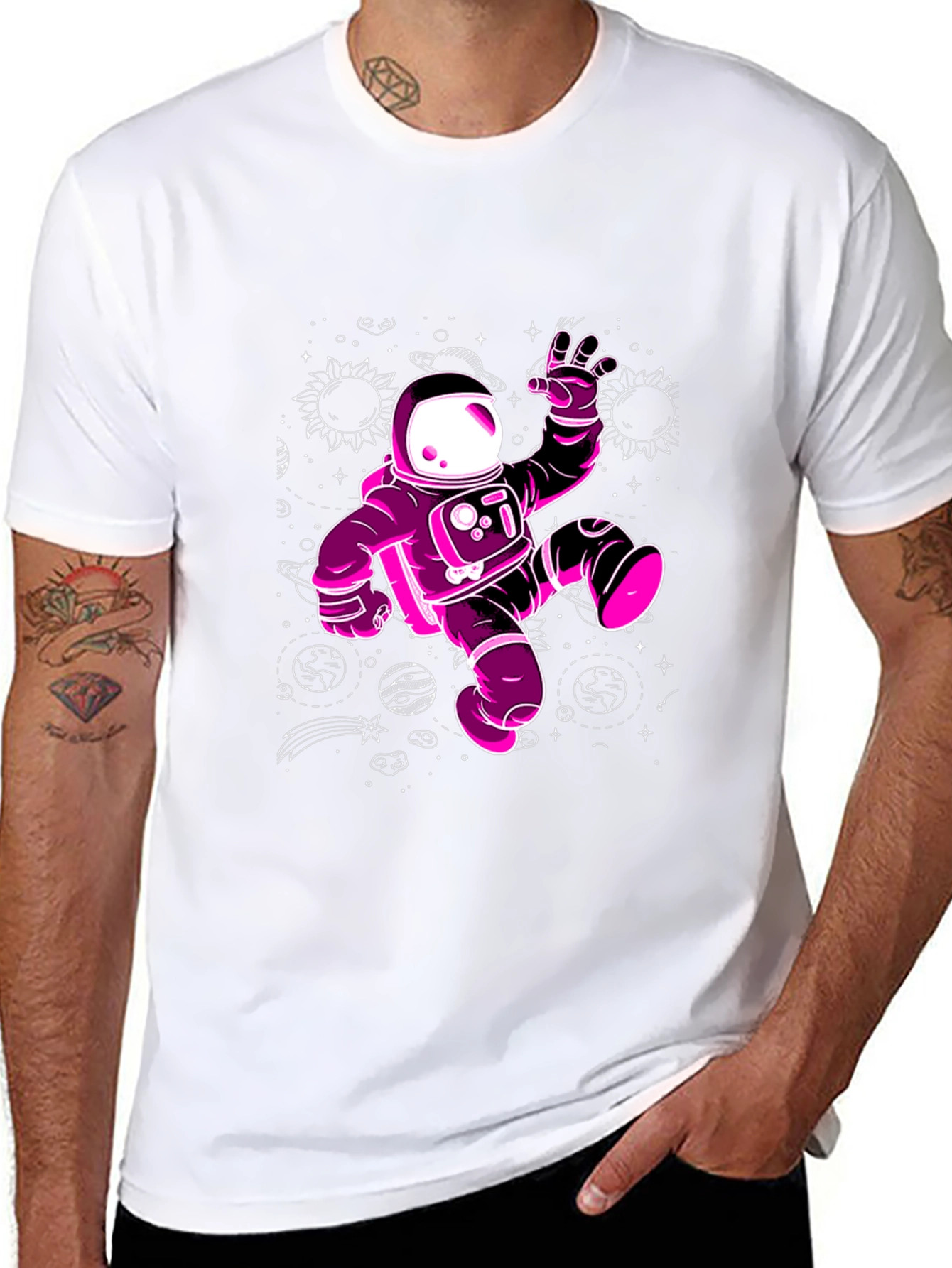 Cosmic Astronaut Graphic Tee - Black