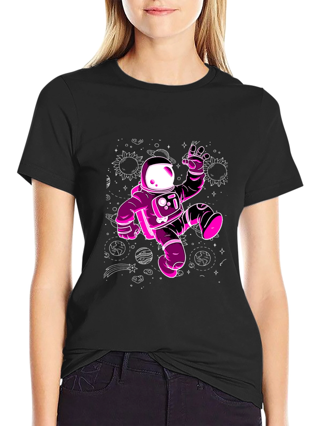 Cosmic Astronaut Graphic Tee - Black