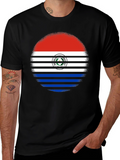 Paraguay Flag Circle Graphic Tee - Black Cotton Shirt