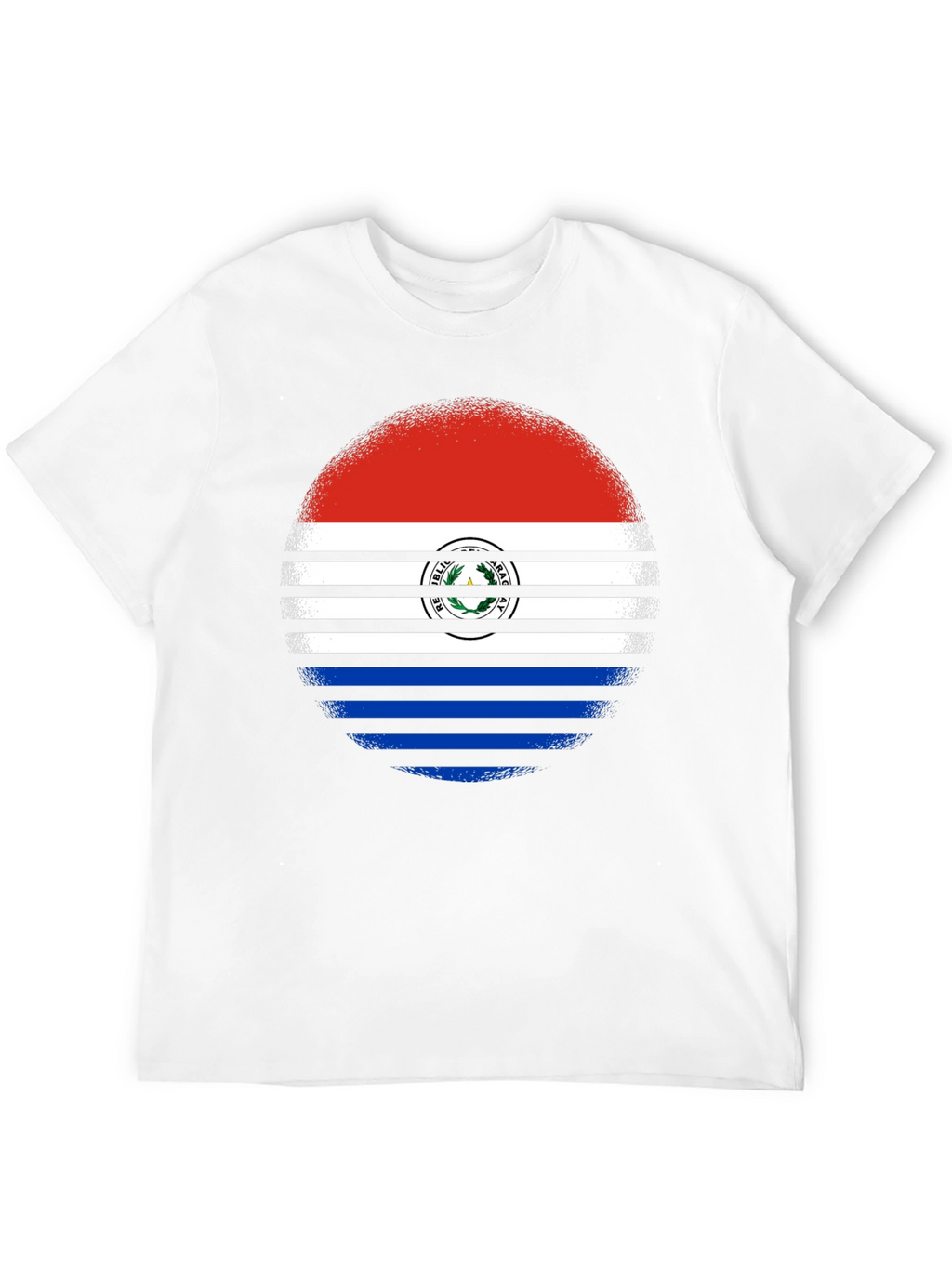 Paraguay Flag Circle Graphic Tee - Black Cotton Shirt