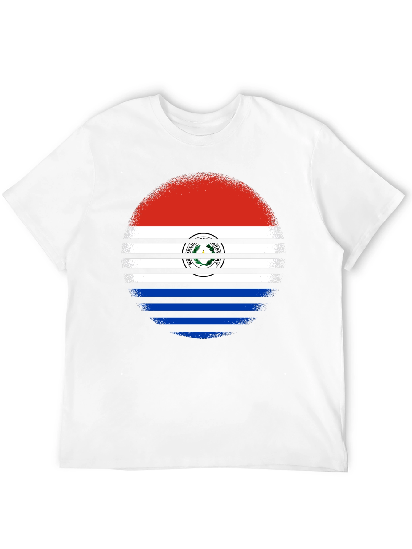 Paraguay Flag Circle Graphic Tee - Black Cotton Shirt