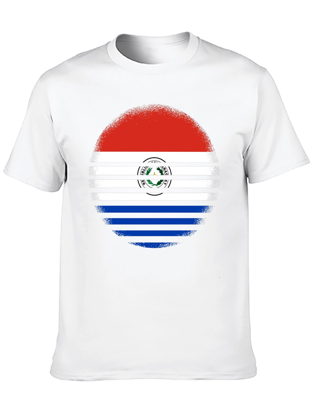 Paraguay Flag Circle Graphic Tee - Black Cotton Shirt