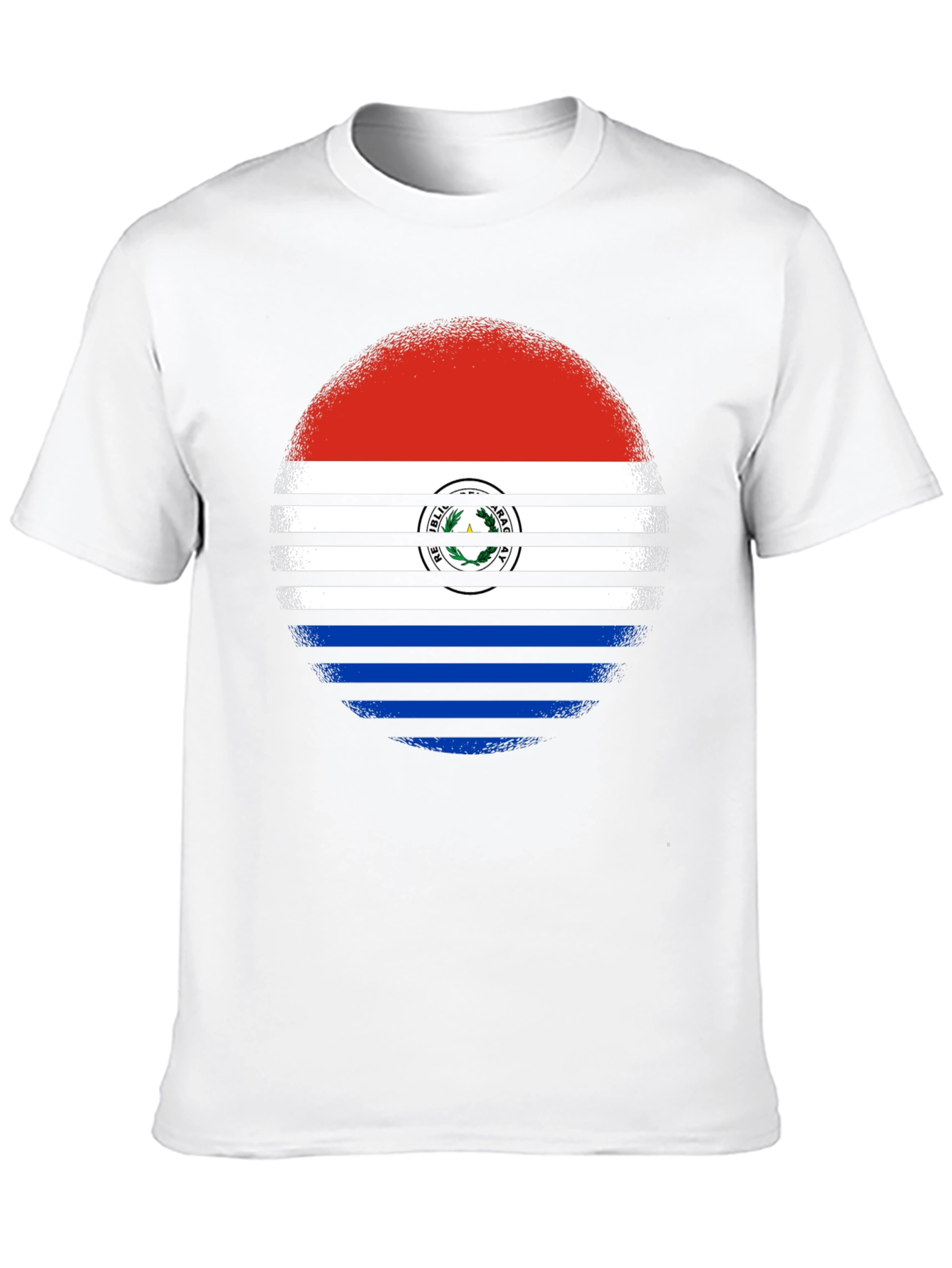 Paraguay Flag Circle Graphic Tee - Black Cotton Shirt