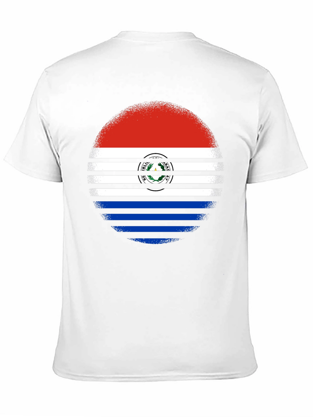 Paraguay Flag Circle Graphic Tee - Black Cotton Shirt
