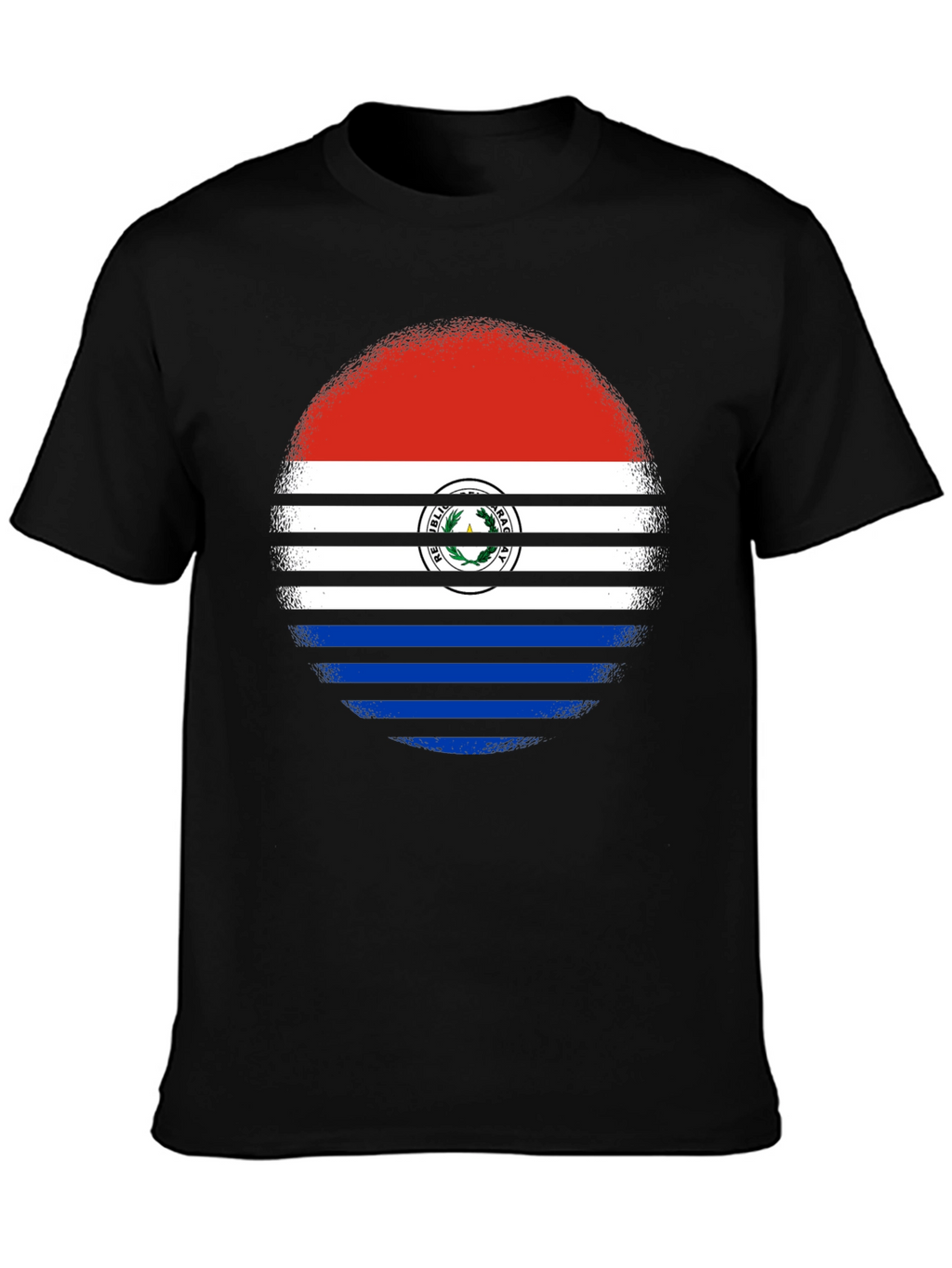 Paraguay Flag Circle Graphic Tee - Black Cotton Shirt