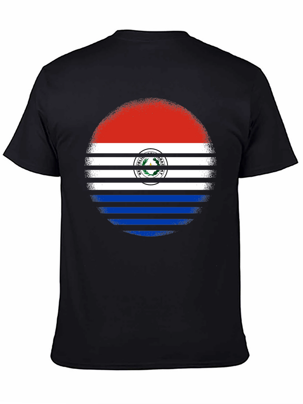 Paraguay Flag Circle Graphic Tee - Black Cotton Shirt