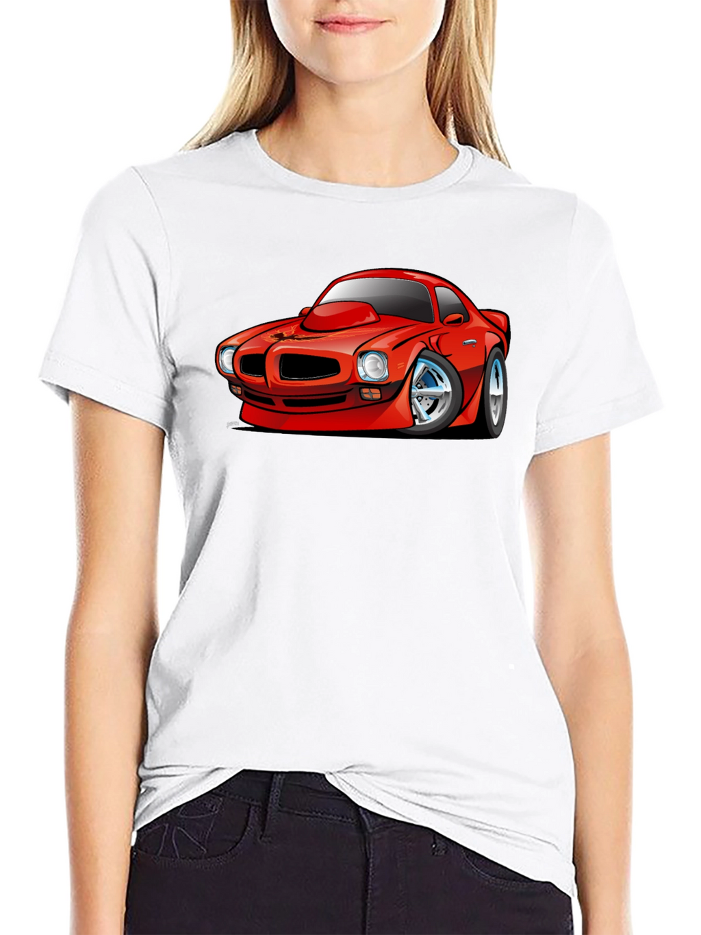 Cartoon Car Graphic T-Shirt - Black