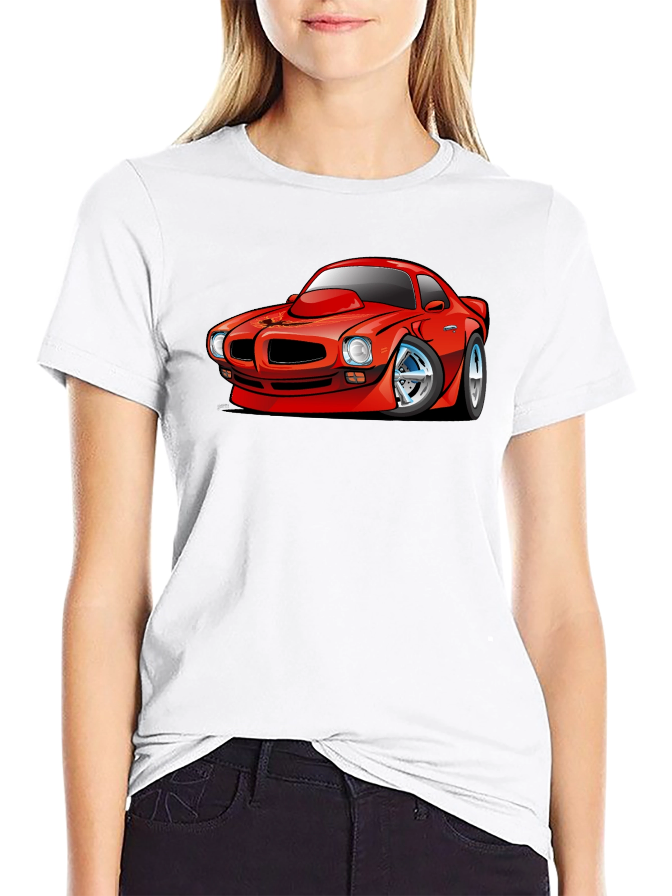 Cartoon Car Graphic T-Shirt - Black