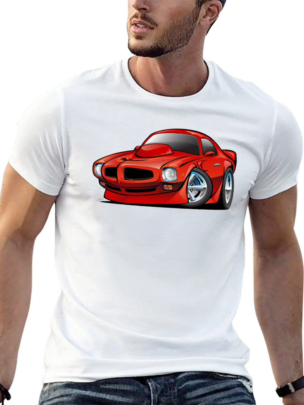 Cartoon Car Graphic T-Shirt - Black