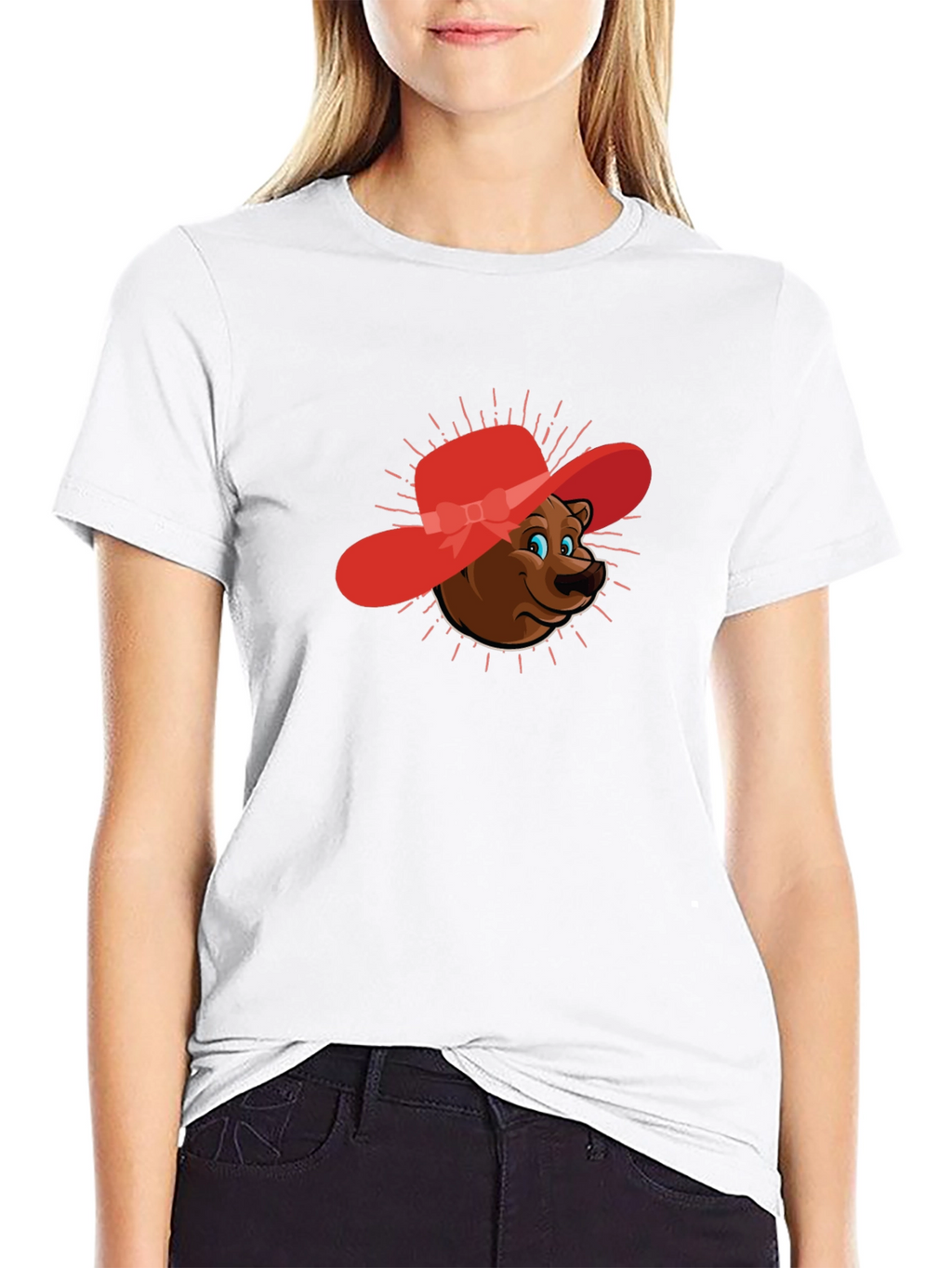 Bear in Red Hat Graphic Tee - Unisex