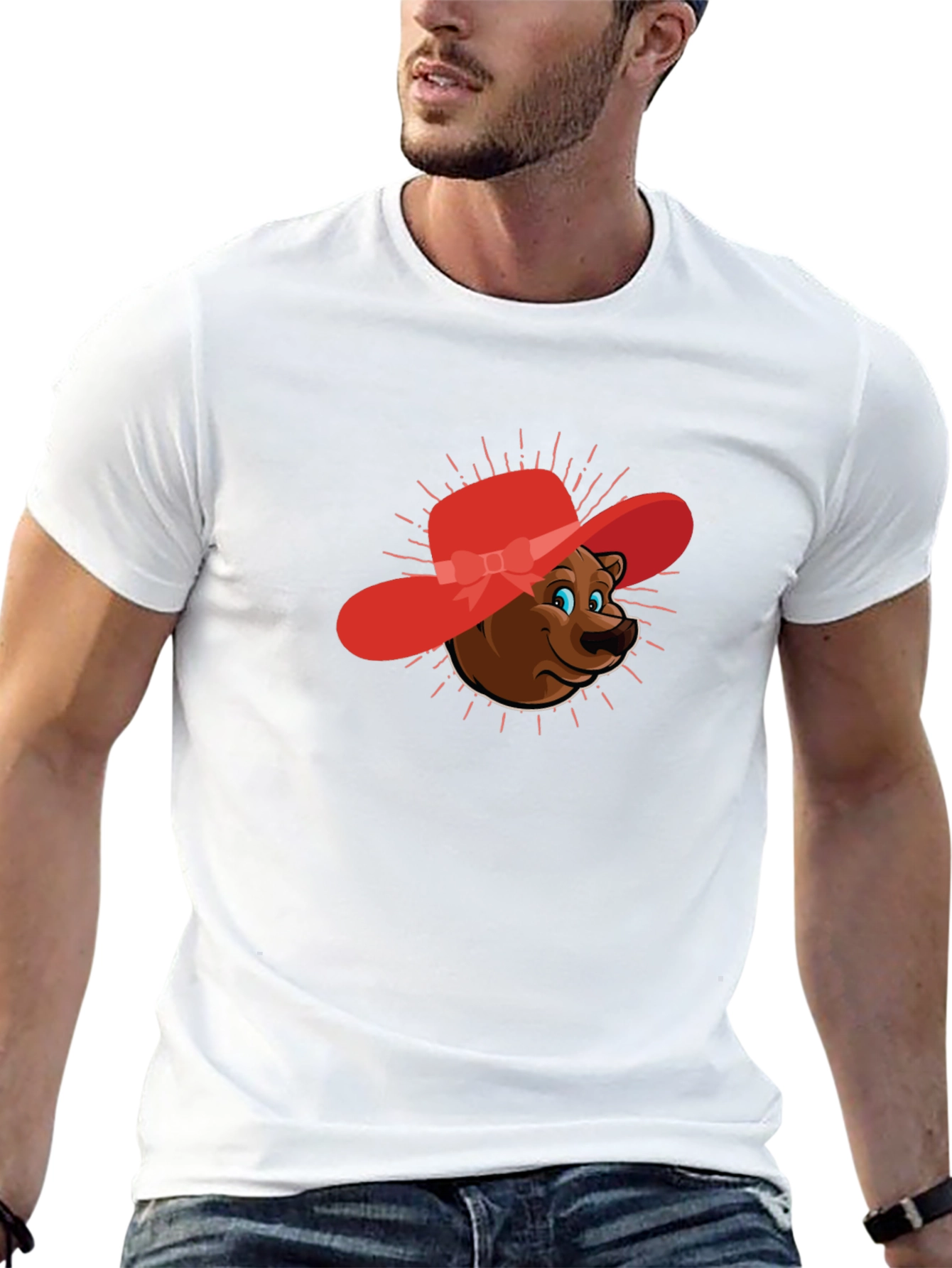 Bear in Red Hat Graphic Tee - Unisex