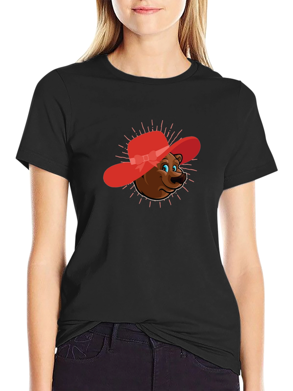 Bear in Red Hat Graphic Tee - Unisex