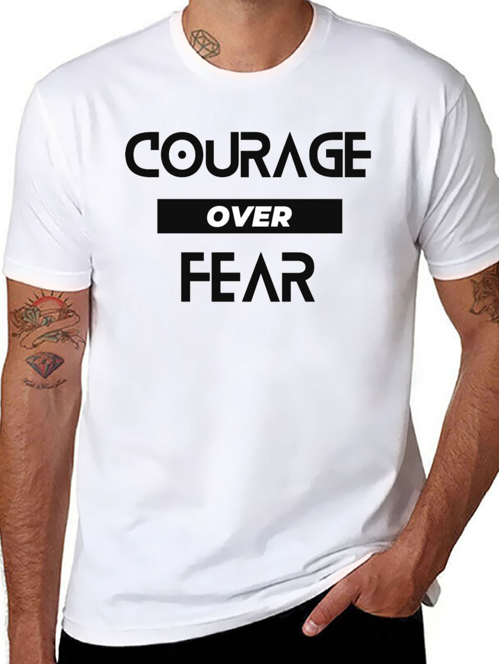 Courage Over Fear T-Shirt - Black Graphic Tee