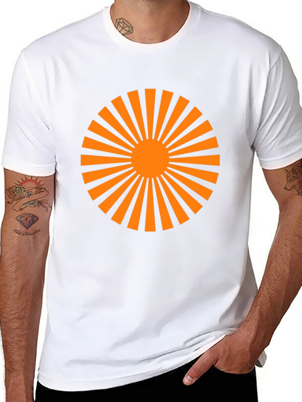 Black T-Shirt with Orange Sunburst Graphic