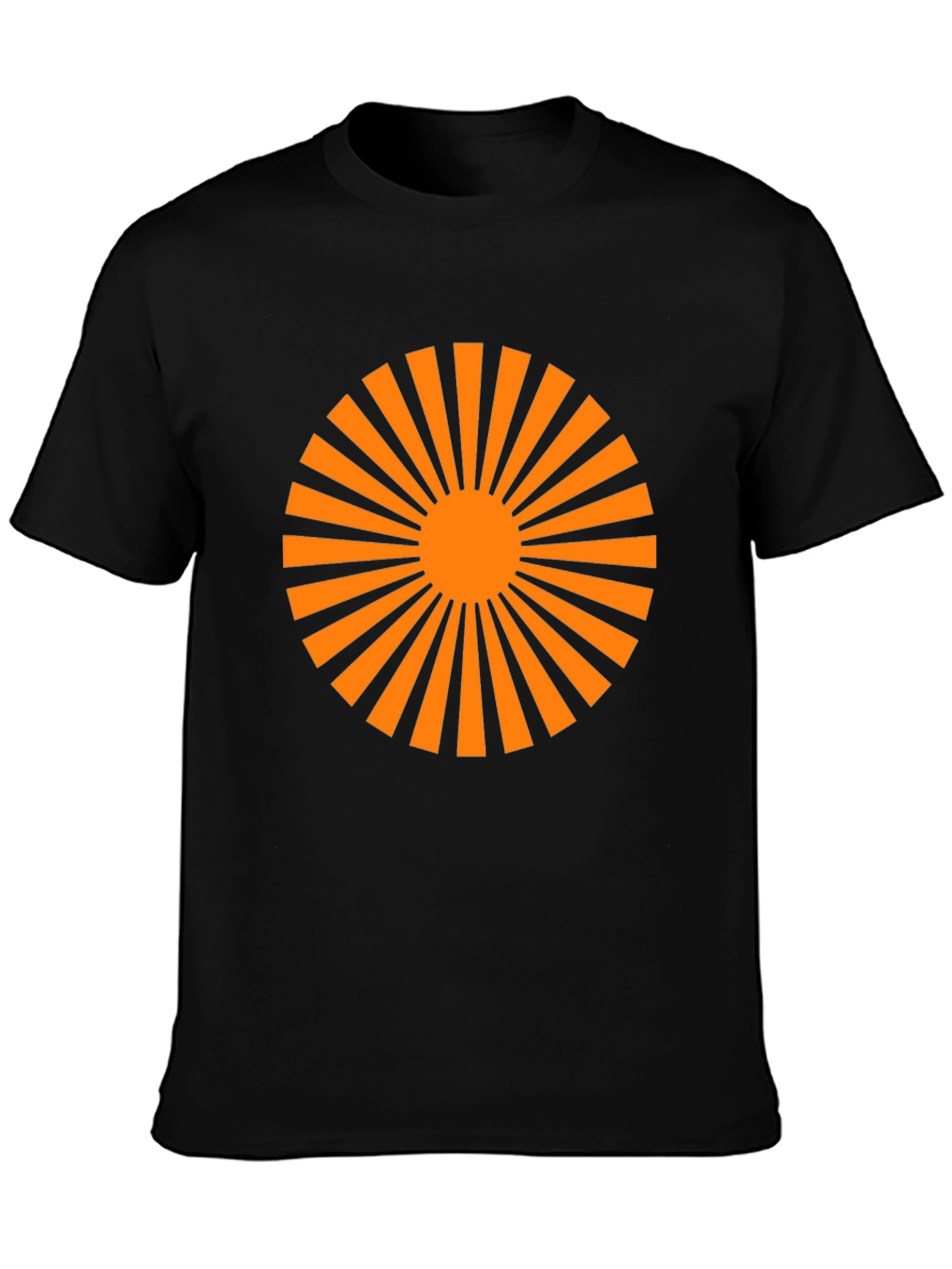 Black T-Shirt with Orange Sunburst Graphic