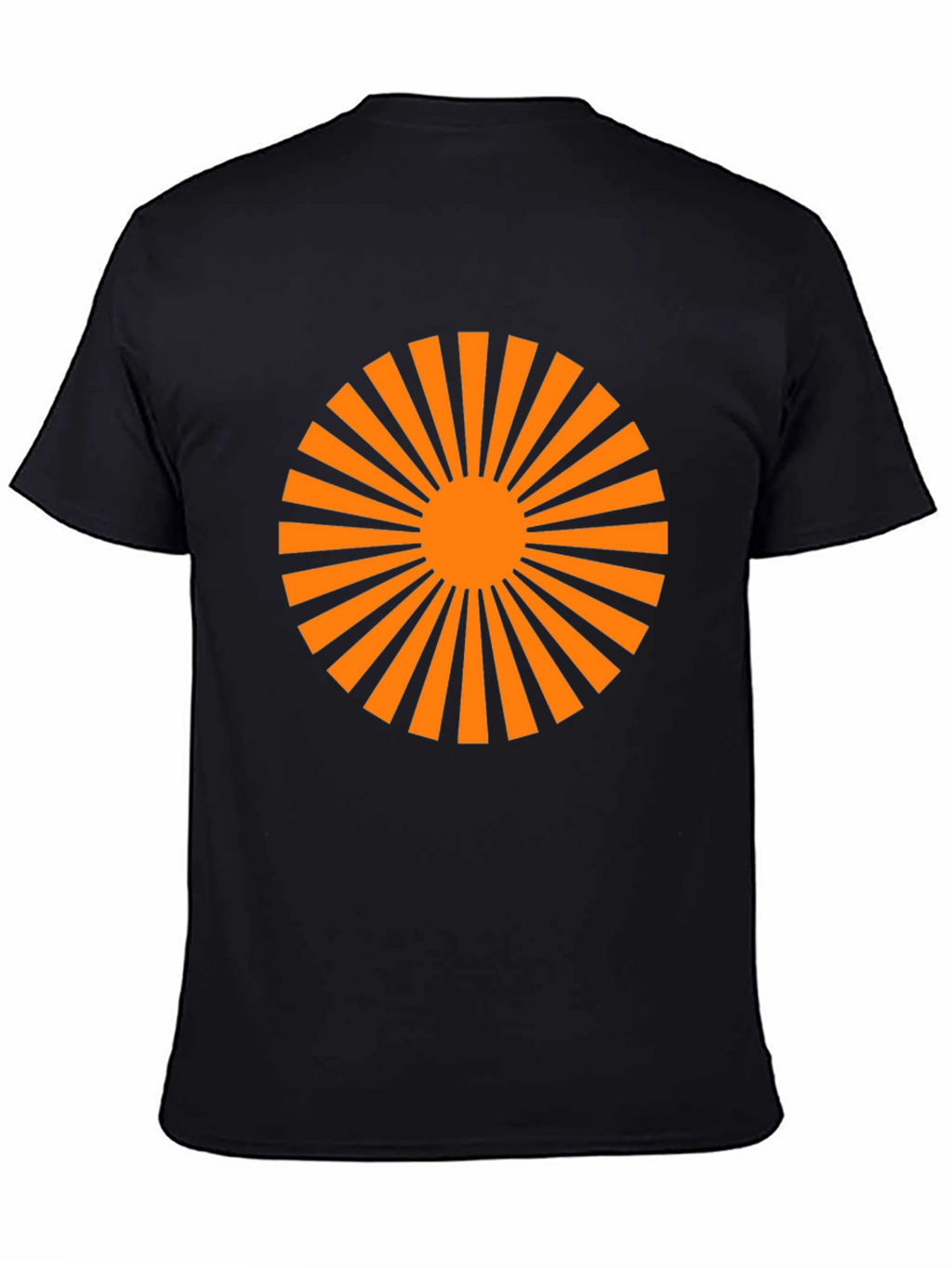 Black T-Shirt with Orange Sunburst Graphic