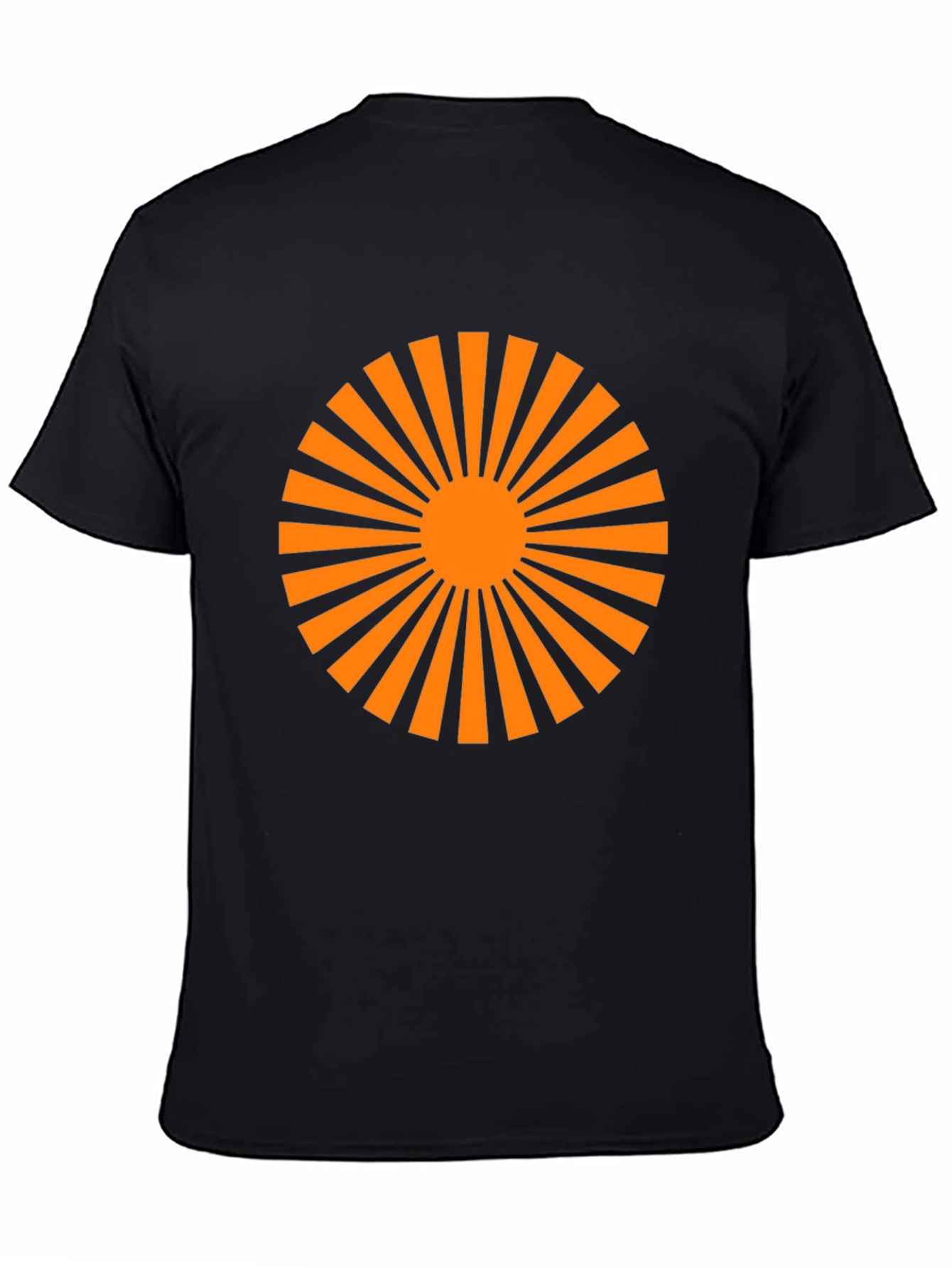 Black T-Shirt with Orange Sunburst Graphic