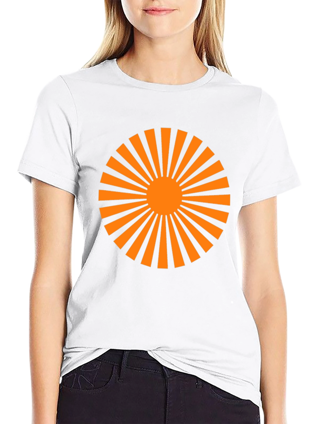 Black T-Shirt with Orange Sunburst Graphic