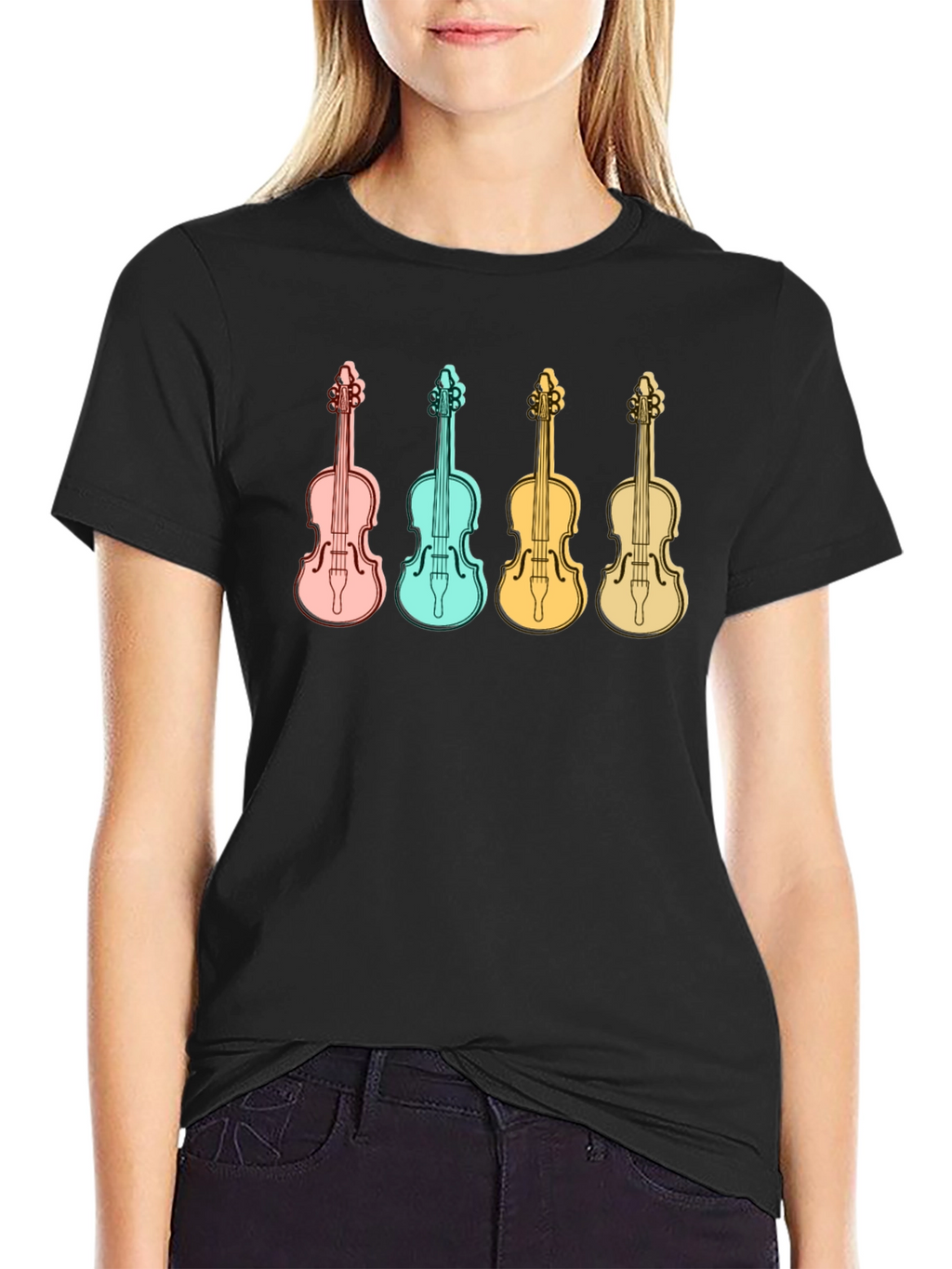 Retro Violin T-Shirt - Musical Instrument Tee