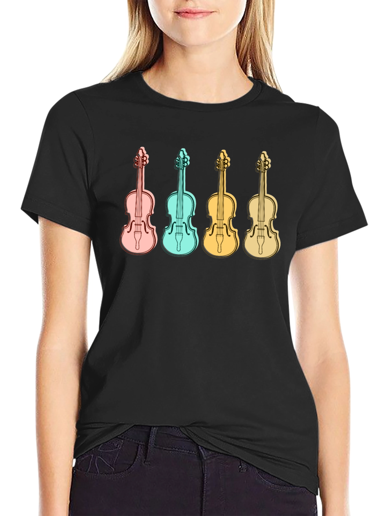 Retro Violin T-Shirt - Musical Instrument Tee